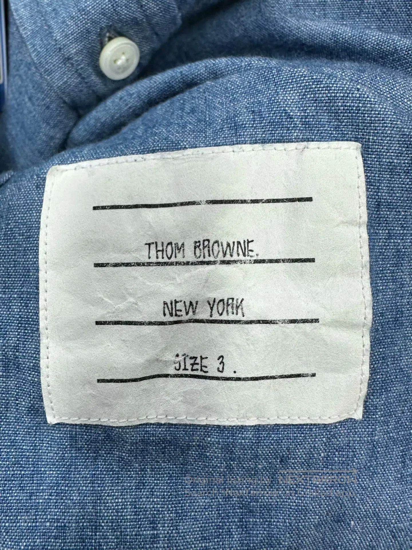 Thom Browne Thom Browne Blue Classic Four-stripe Denim Long-sleeve Shi Size US L / EU 52-54 / 3 - 5 Thumbnail