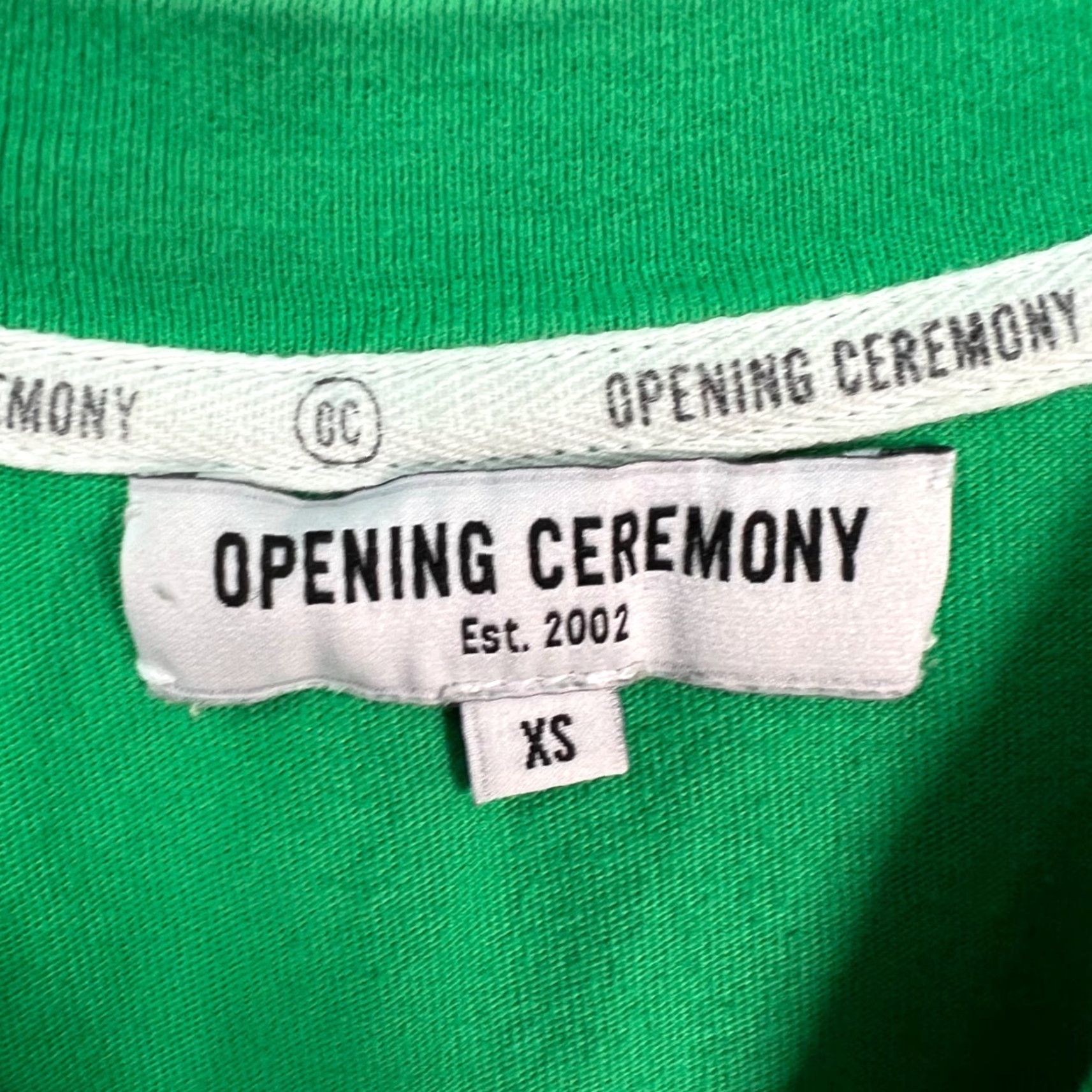 Opening Ceremony Opening Ceremony Womens XS Green Cropped T-Shirt With Logo Trim Cotton Blend Size XS / US 0-2 / IT 36-38 - 3 Thumbnail
