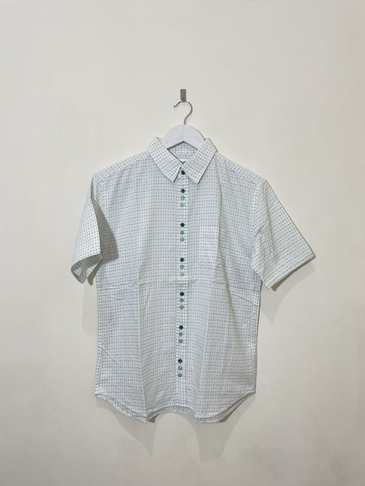 Balenciaga 2000s Japan White Micro Check Short Sleeve Button Up Shirt Size US M / EU 48-50 / 2 - 1 Thumbnail