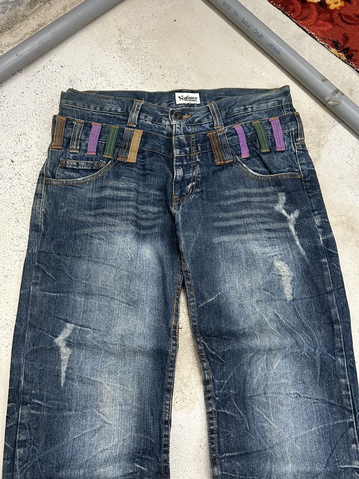 GOSTAR DE FUGA Vintage Y2k Nylaus Distressed Clawn Marks Straight Cut Size US 33 - 9 Thumbnail