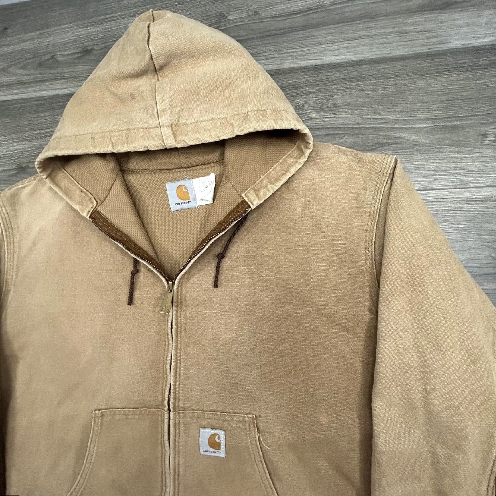 Carhartt VINTAGE Carhartt Jacket Mens 2XL Hooded Canvas Bomber Regular Zip Beige Grunge 90s Workwear Mens Size US XXL / EU 58 / 5 - 6 Thumbnail