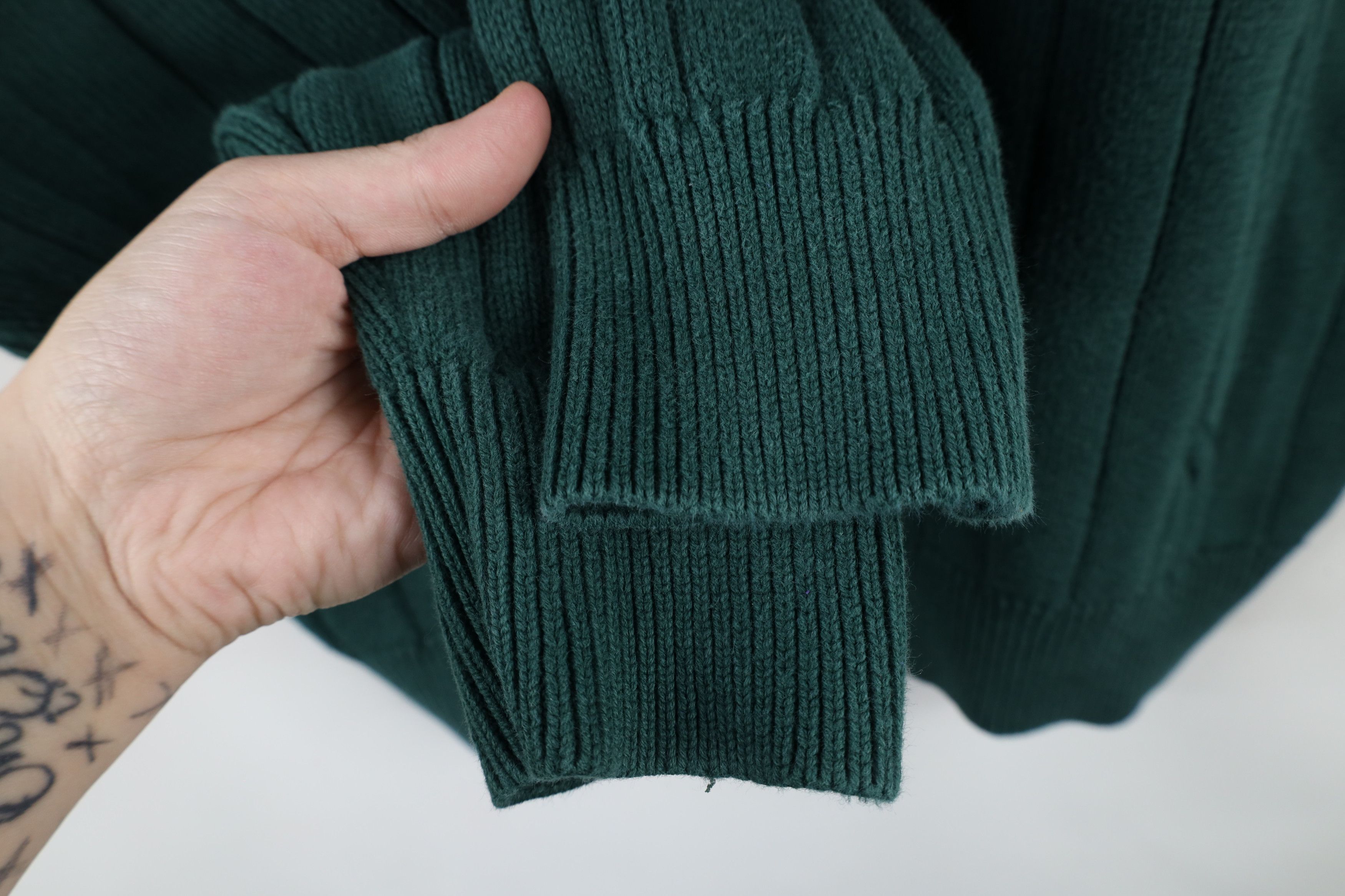 Nautica Vintage 90s Nautica Chunky Ribbed Cable Knit Sweater Green Size US L / EU 52-54 / 3 - 5 Thumbnail