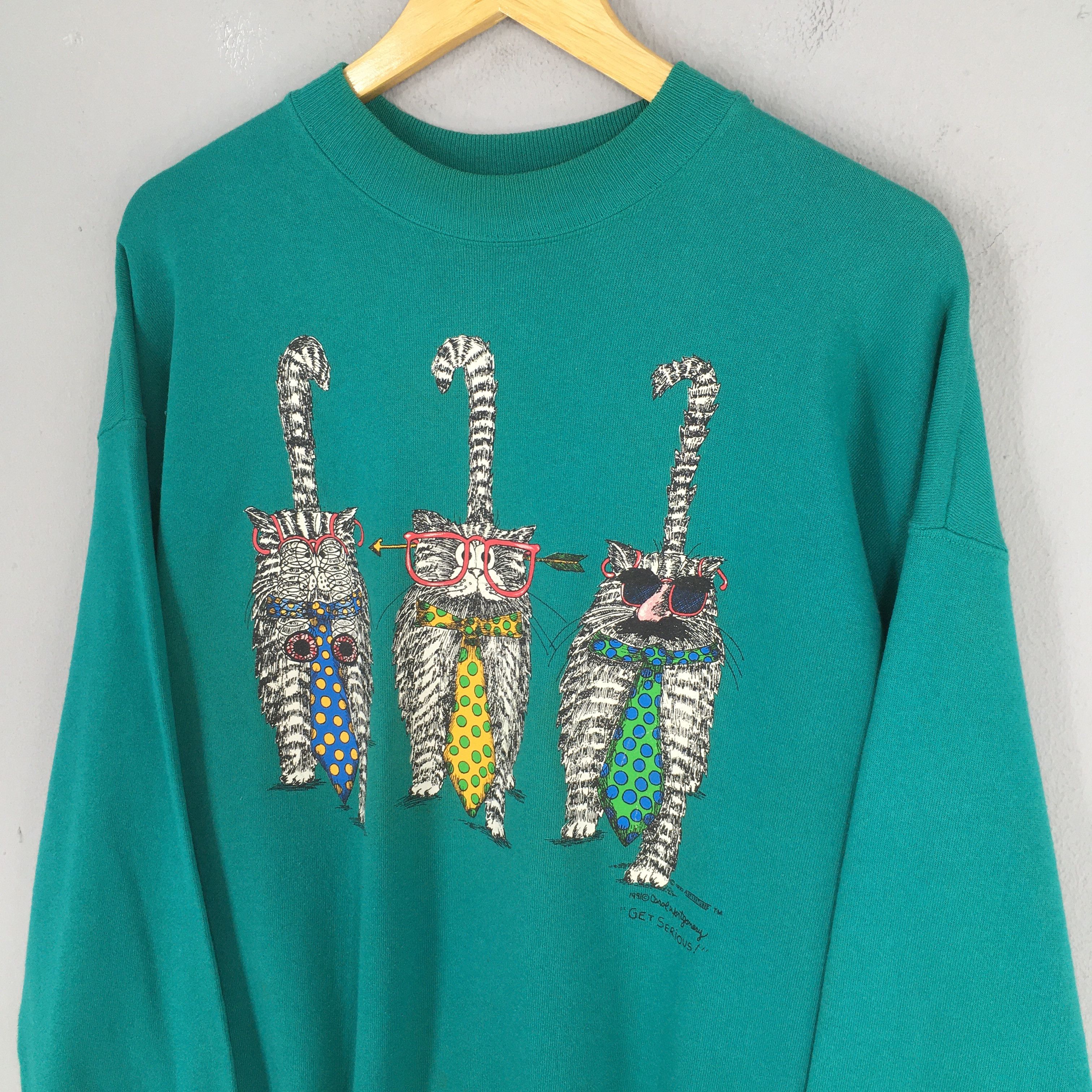 Habitat Vintage 90s Carol Montgomery Get Serious Sweatshirt XLarge Size US XL / EU 56 / 4 - 3 Thumbnail