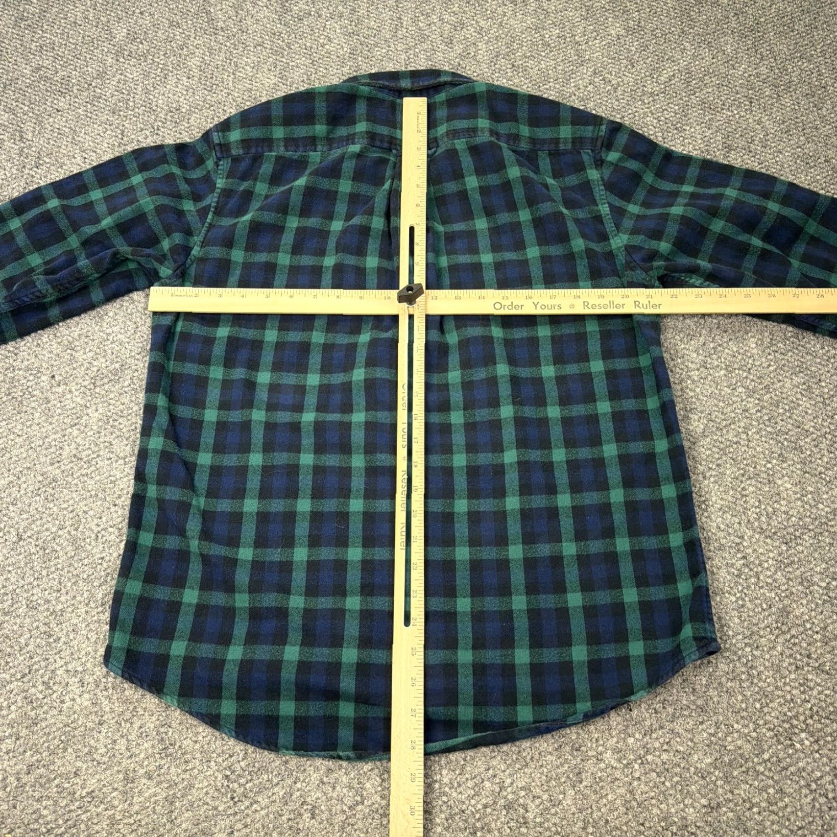 Lands' End Lands' End Shirt Mens Medium Blue Green Plaid Flannel Button-Down Long Sleeve Cotton with Pockets - Classic Fit Mens Size US M / EU 48-50 / 2 - 6 Thumbnail