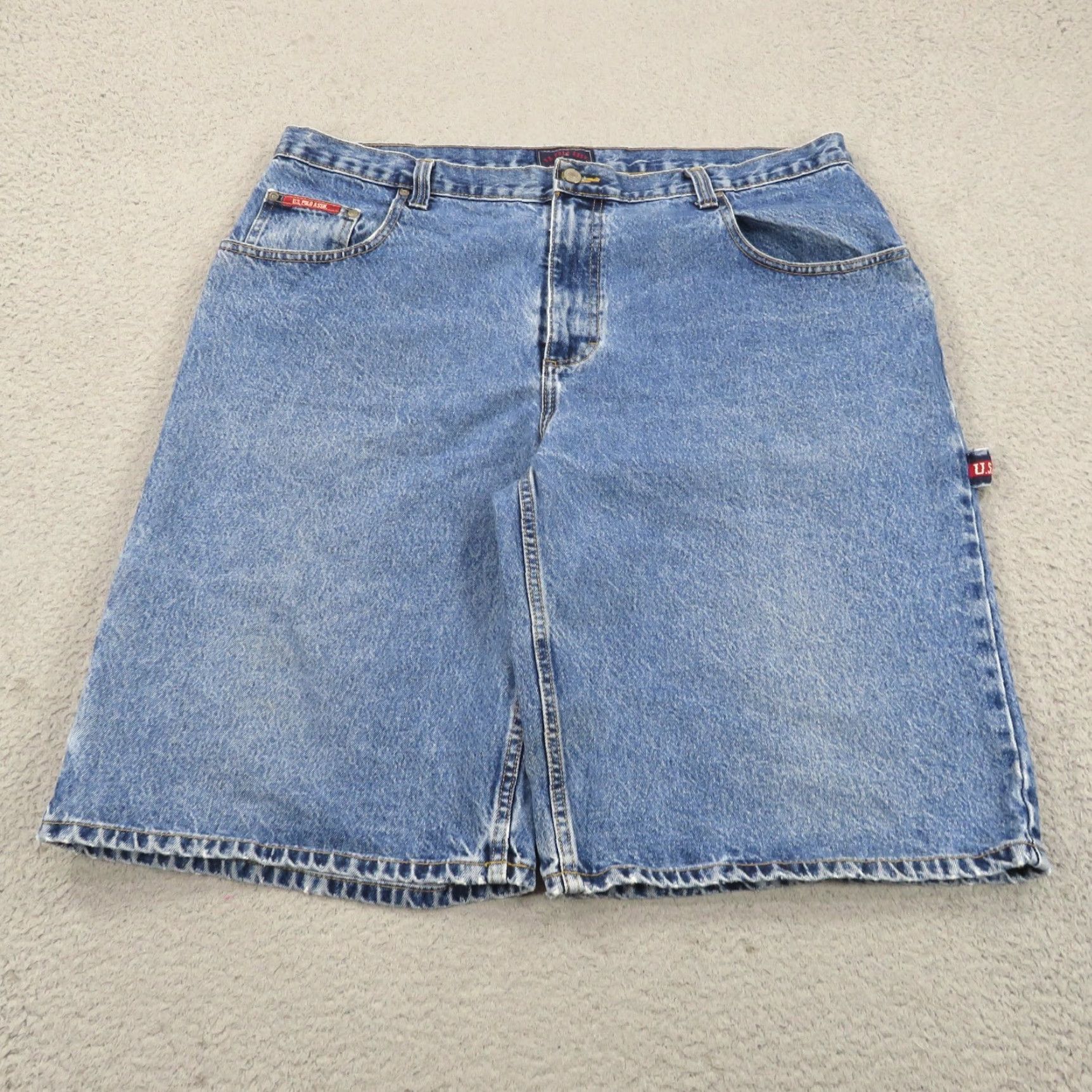 Vintage VTG US Polo Assn Bermuda Shorts Men 40 Baggy Y2K Carpenter Grunge Flag Skater 90s Denim Blue 5-Pocket Mens Size US L / EU 52-54 / 3 - 5 Thumbnail