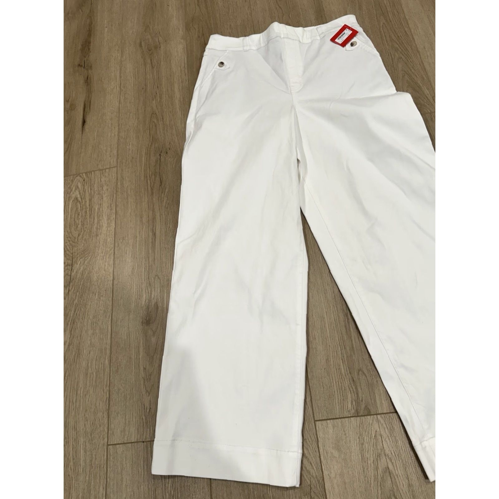 Spanx NWT Spanx Pants Cropped Wide-Leg Pull On Twill Cotton Blend XL Tall White Size 40" / US 18 - 3 Thumbnail