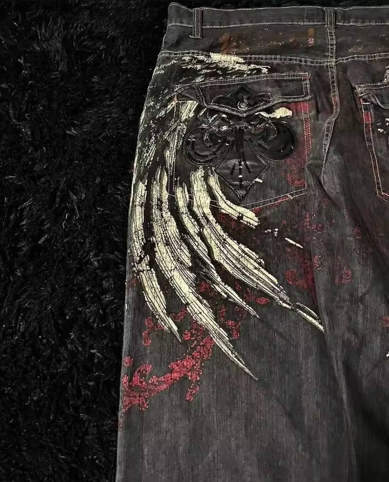 Japanese Brand × Vintage retro street baggy jeans. Size US 34 / EU 50 - 4 Thumbnail