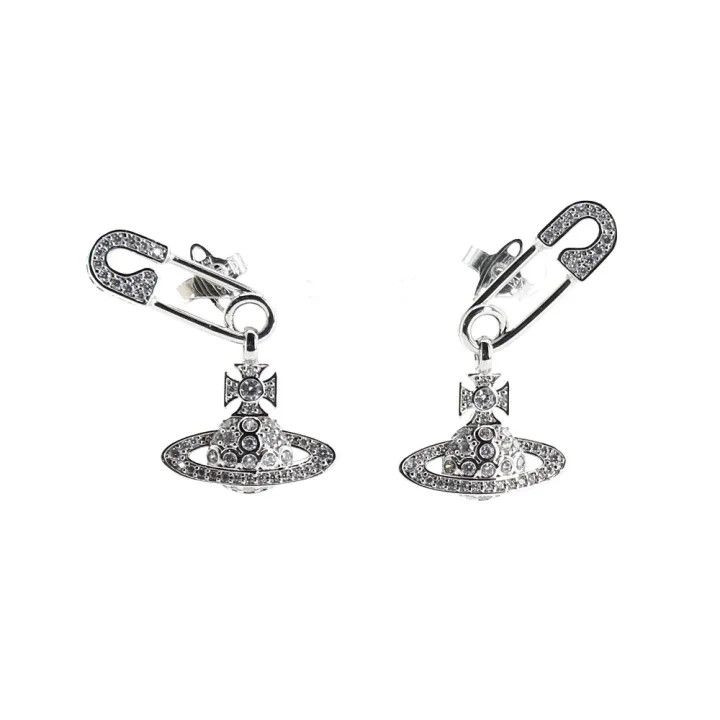 Vivienne Westwood Vivienne Westwood Lucrece Crystal Safety Pin Earrings 0079 Size ONE SIZE - 1 Thumbnail