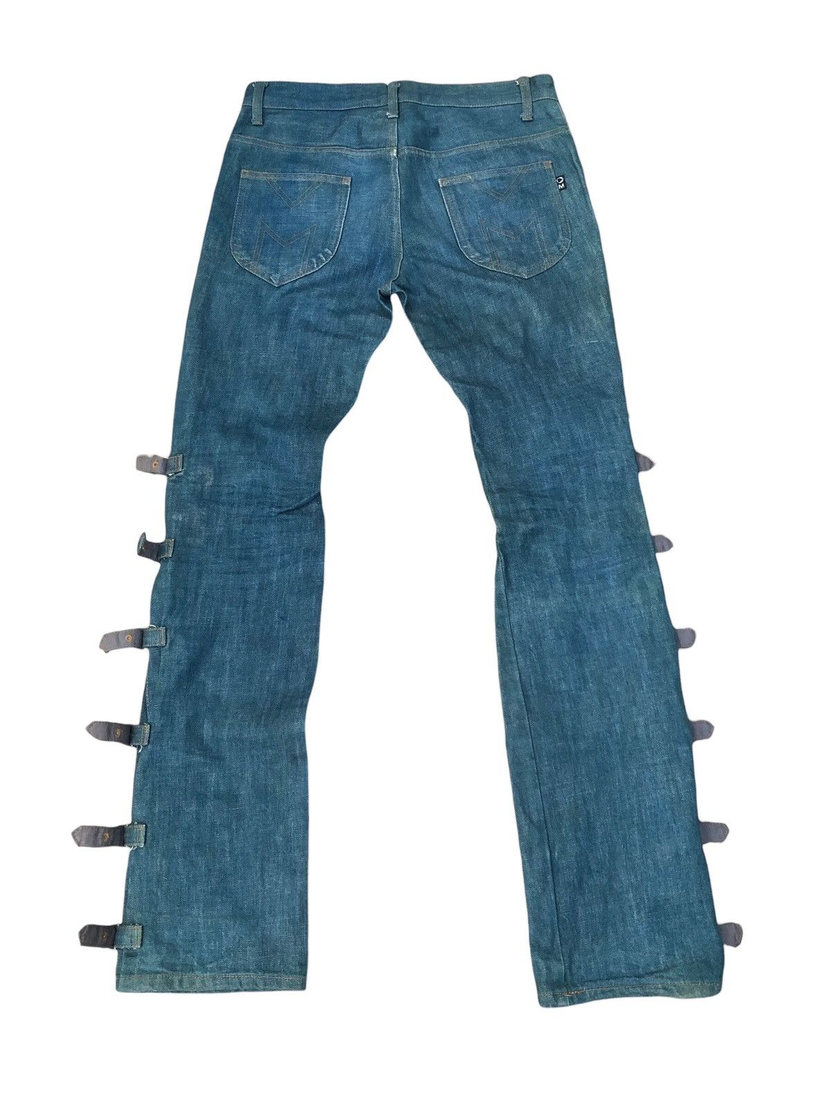 Morgan Homme Flare Bondage MORGAN HOMME Japanese Brand Strap Leg Jeans Size 31" - 2 Thumbnail