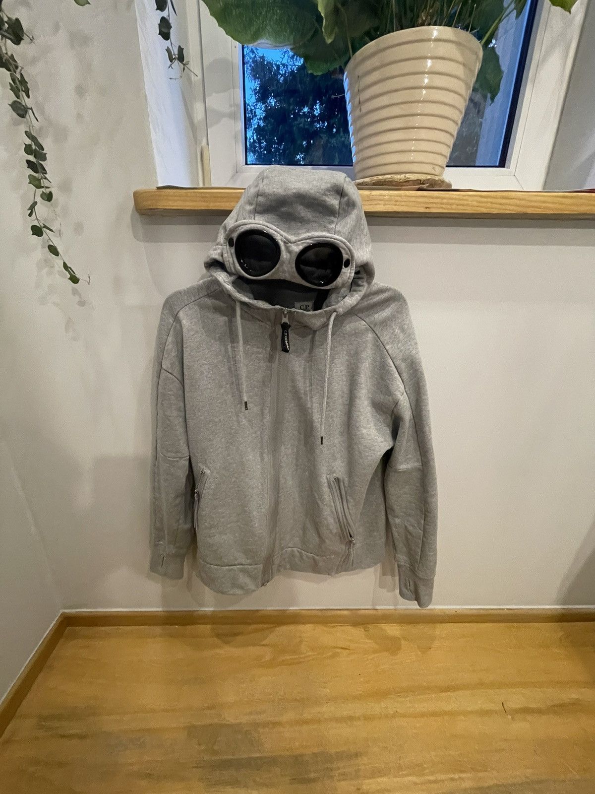 image of C P Company Classic Grey Co Company Google Zip Hoodie, Men's (Size Medium)