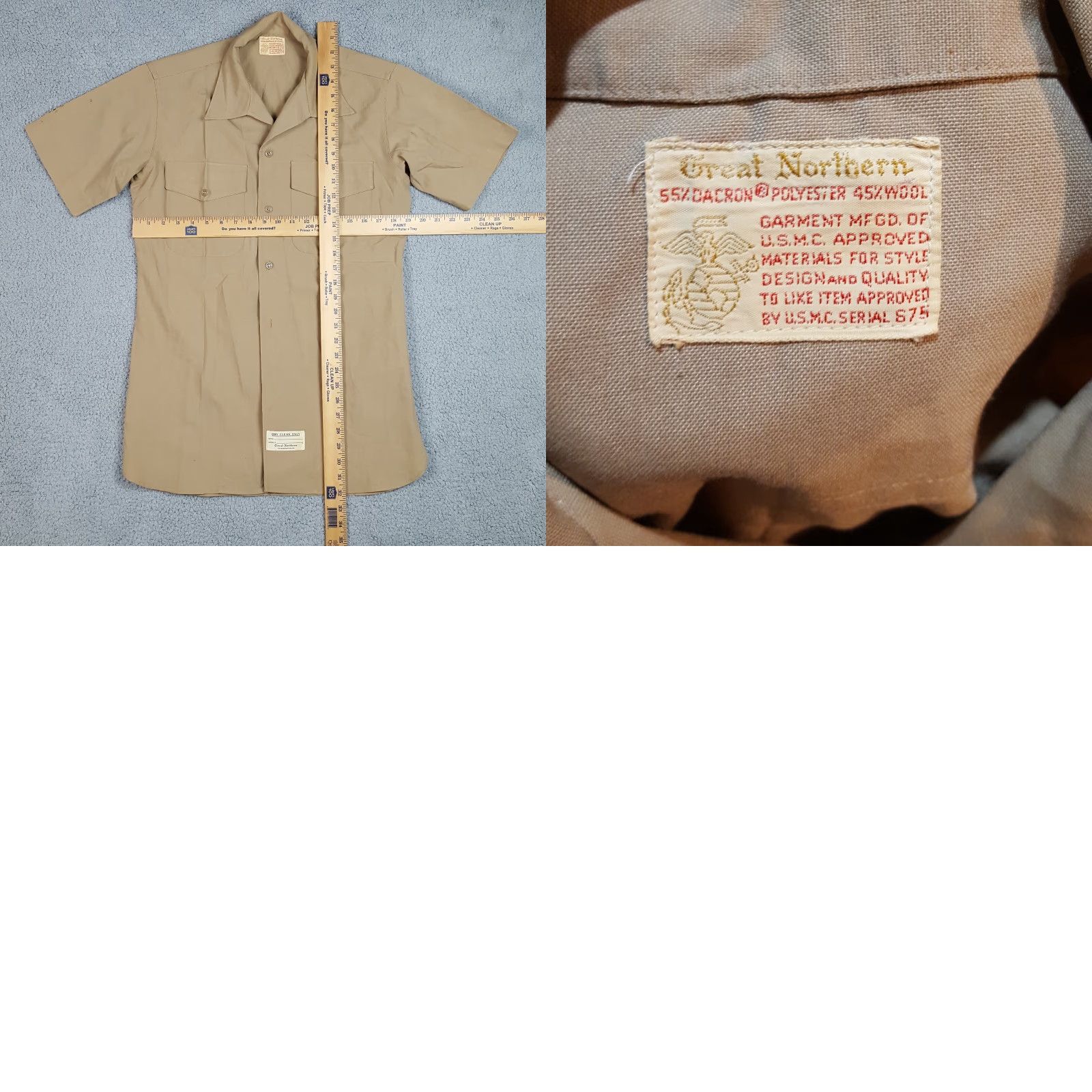 Vintage VINTAGE US Marine Corps Shirt Military Button Up Men Small Beige 60s 70s Workwear Size US S / EU 44-46 / 1 - 8 Thumbnail