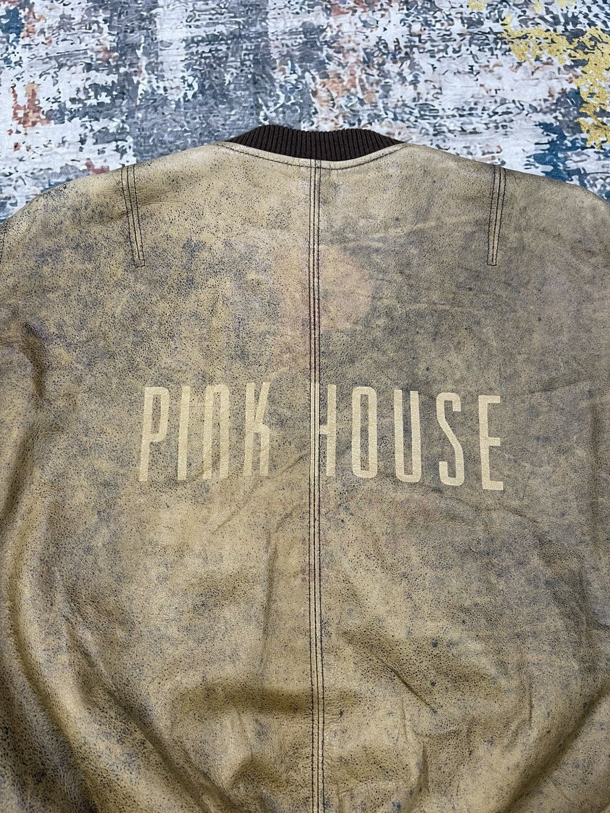 S*i様 PINK HOUSE 90s/バックプリントフライトジャケット Vtg Pink House Cowhide Leather Bomber Jacket