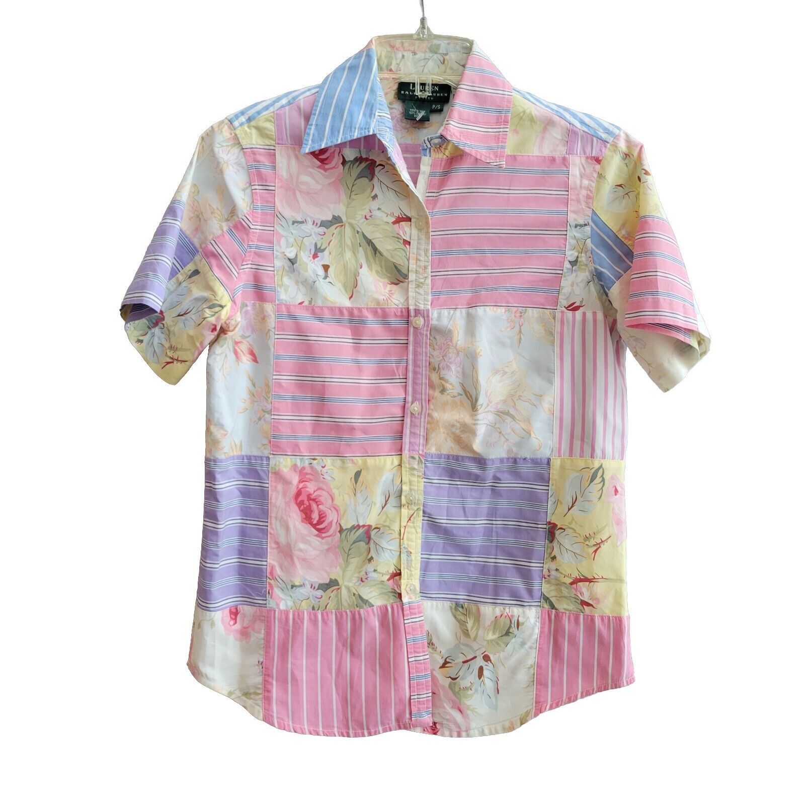 Lauren Ralph Lauren Ralph Lauren Floral Stripe Patchwork Short Sleeve Shirt Sz S Size S / US 4 / IT 40 - 1 Thumbnail