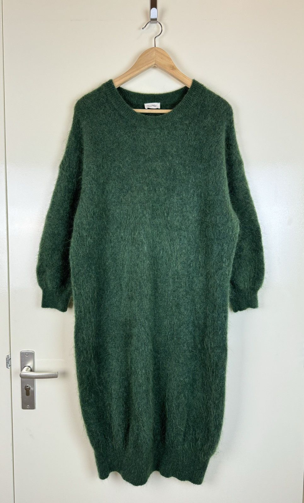 Sezane American vintage mohair wool green fluffy maxi dress sweater Size L / US 10 / IT 46 - 1 Thumbnail