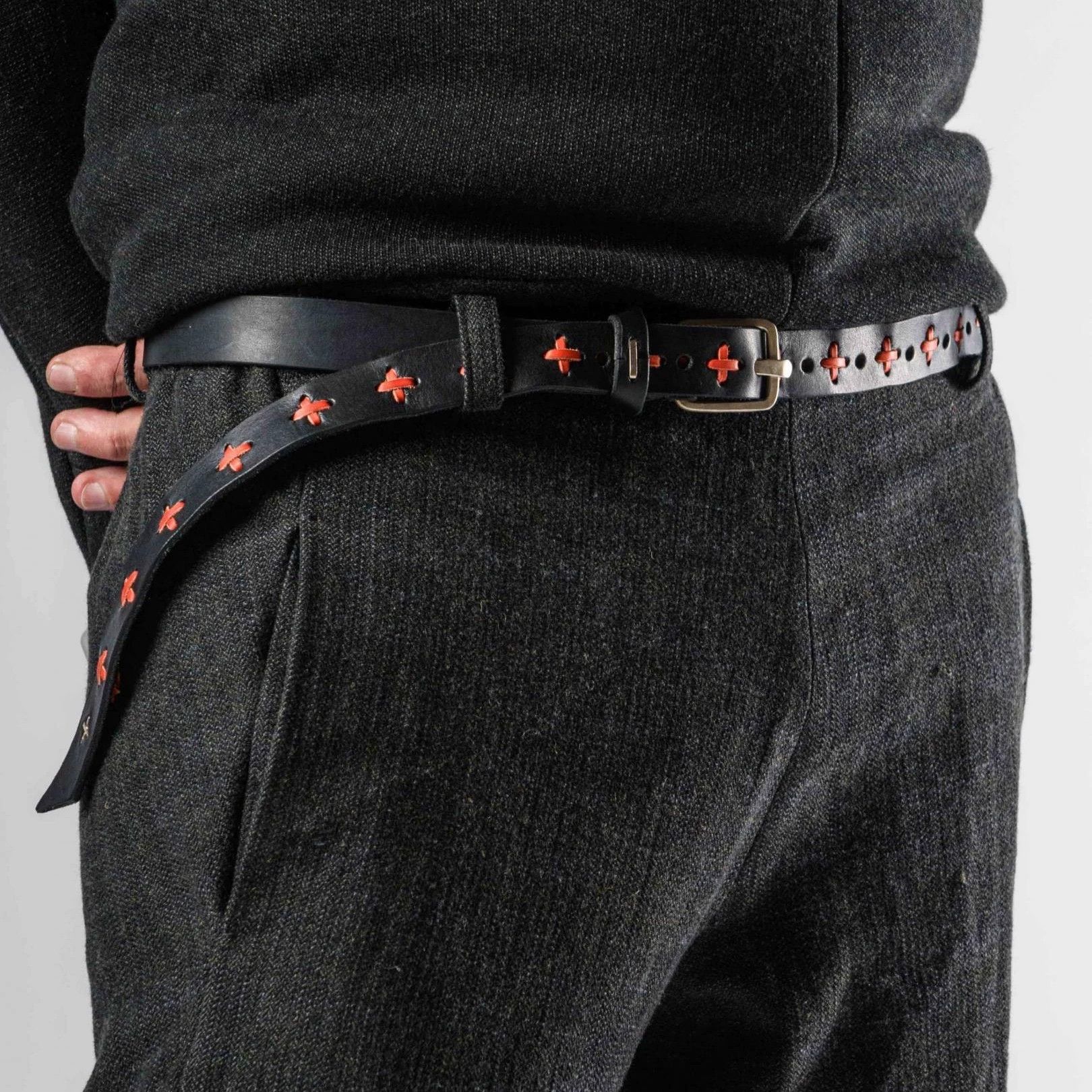 Ma+ M.A+ by Maurizio Amadei Red Woven Cross-Stitch Belt M Size ONE SIZE - 5 Thumbnail