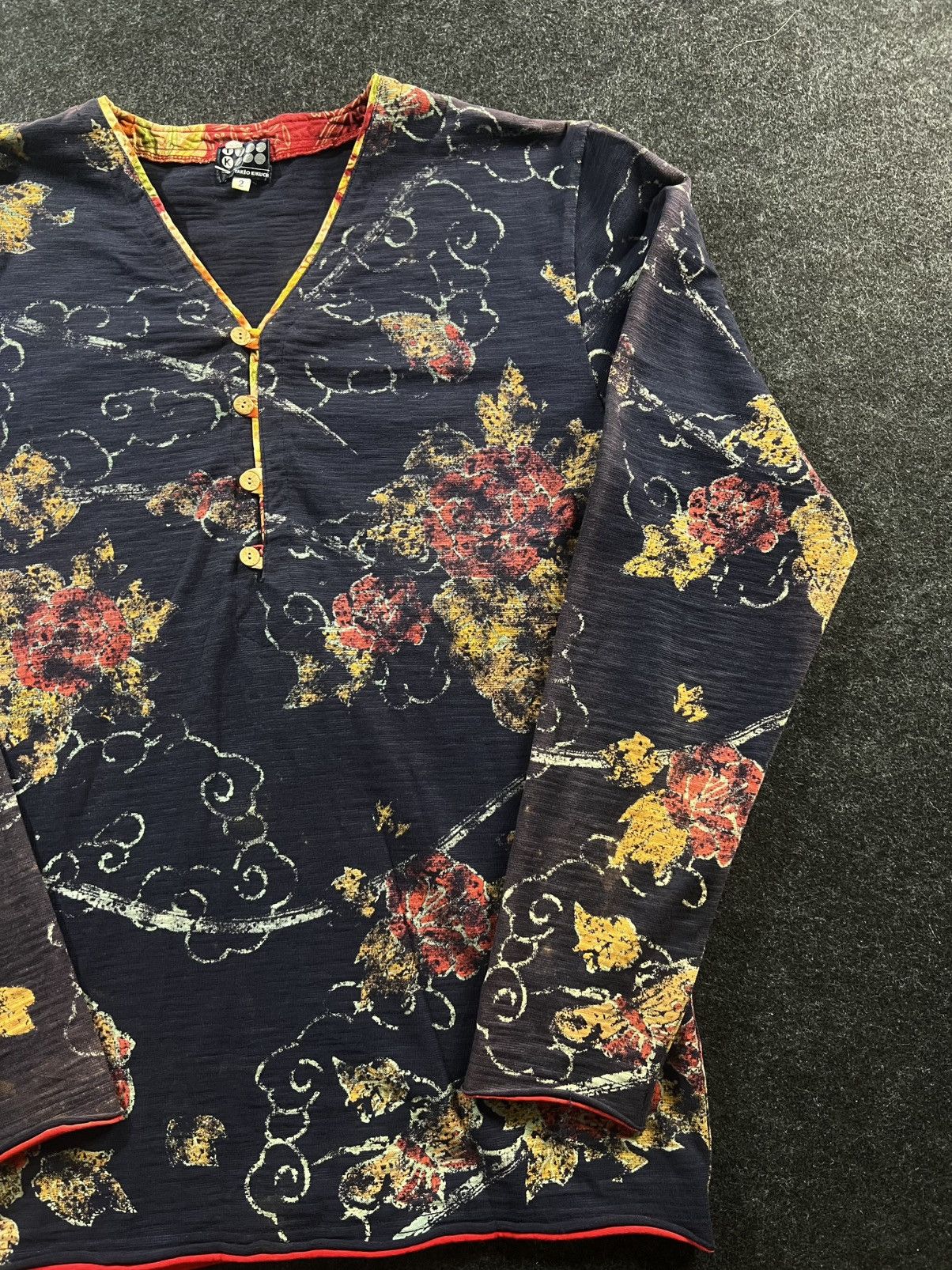 Japanese Brand Takeo kikuchi sz s/l tattoo floral henley tee Size US S / EU 44-46 / 1 - 1 Thumbnail
