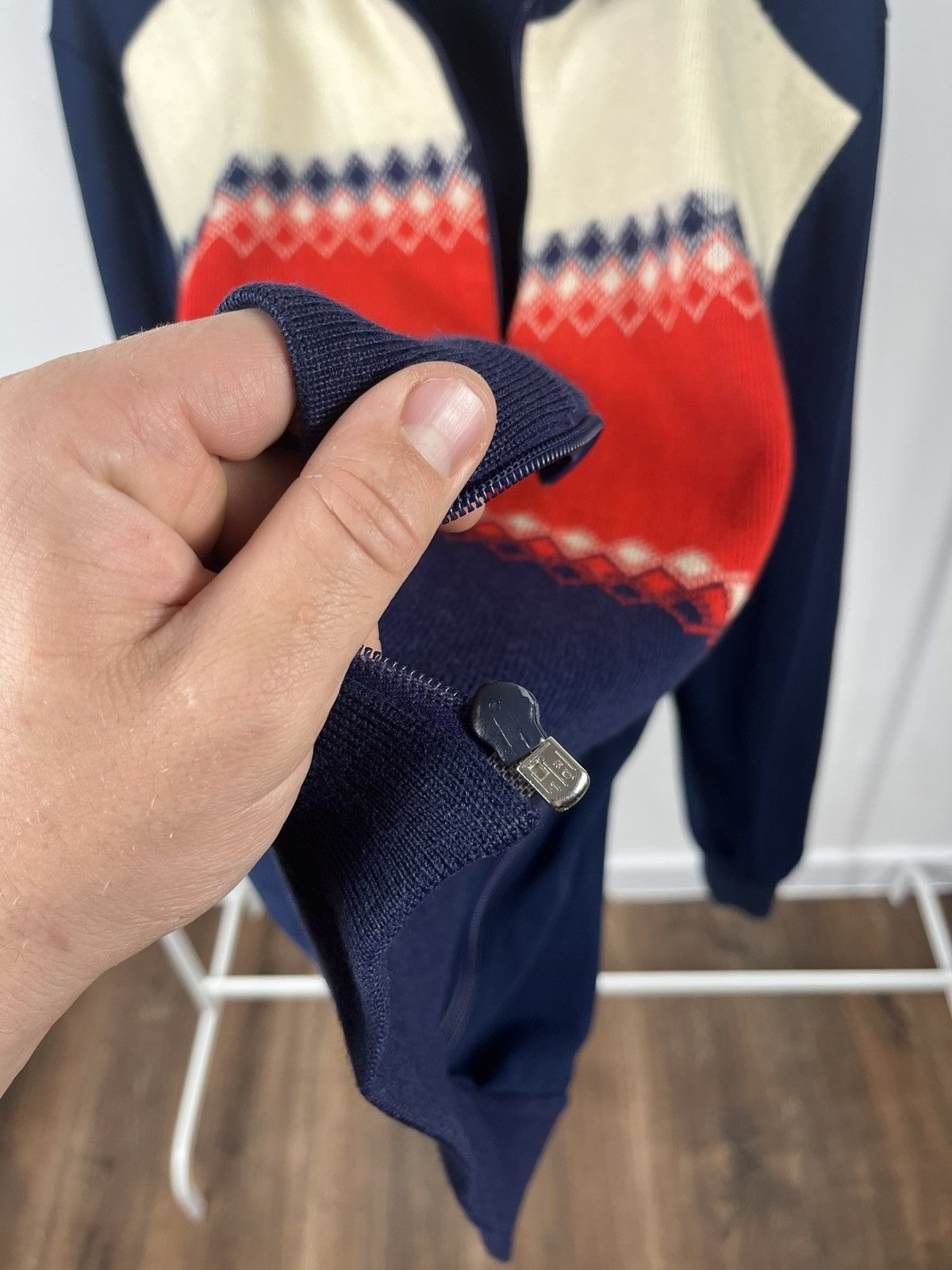 Other Vintage Loffler wool blend zip-up jacket navy red white Size US L / EU 52-54 / 3 - 10 Thumbnail