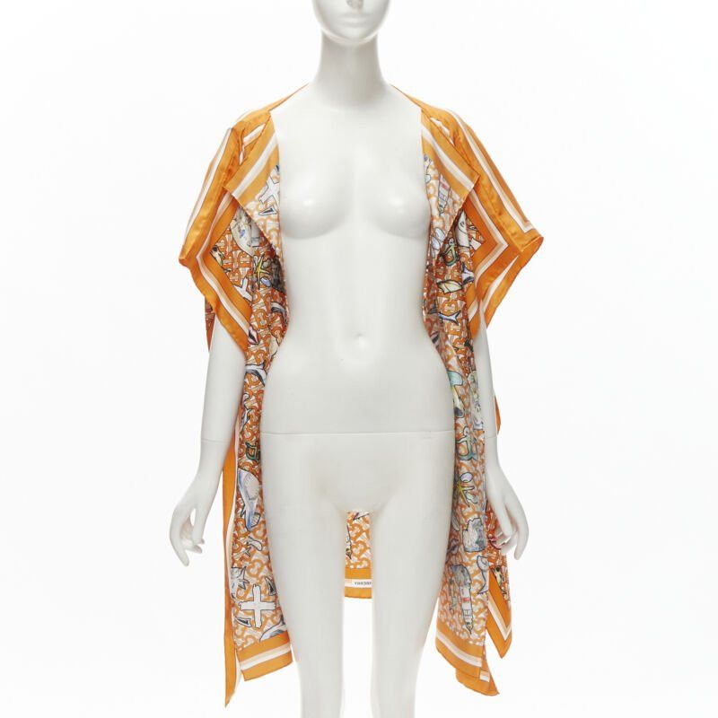 Burberry new BURBERRY RICCARDO TISCI Marine TB monogram 100% silk orange scarf jacket Size ONE SIZE - 1 Thumbnail