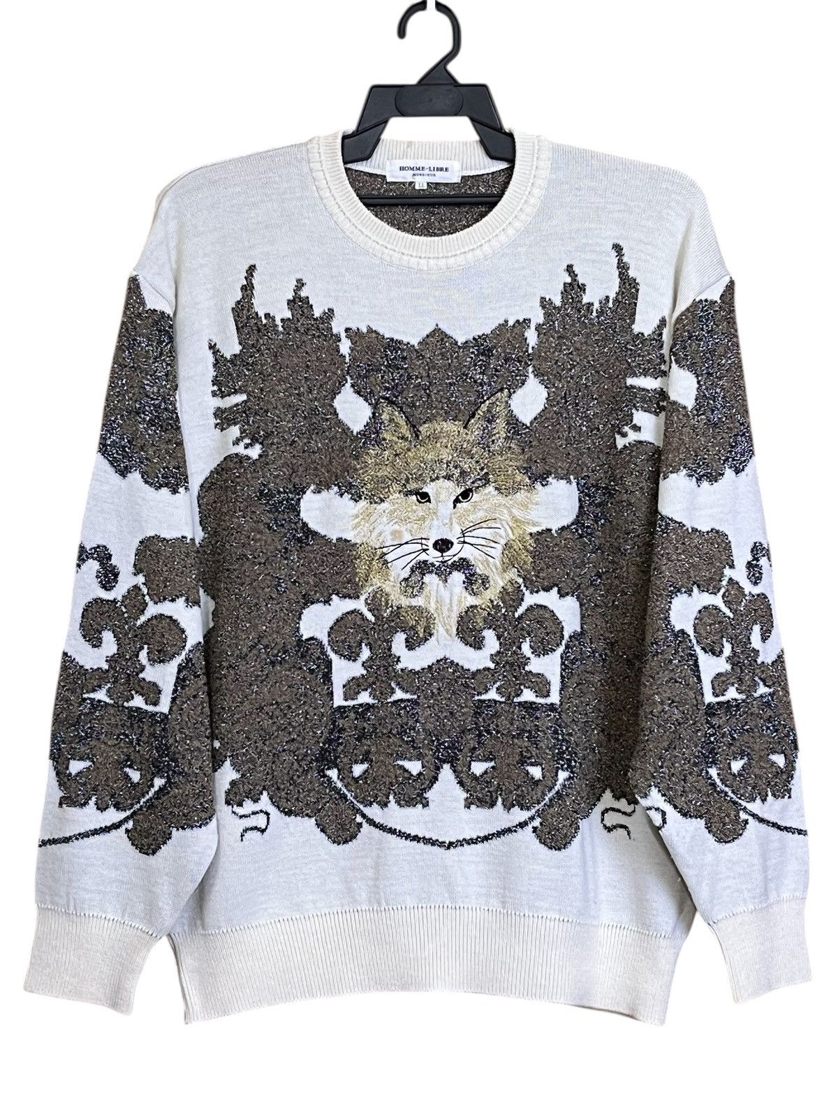 Japanese Brand vintage japanese HOMME LIBRE wolf embroidered knit sweats Size L / US 10 / IT 46 - 2 Thumbnail