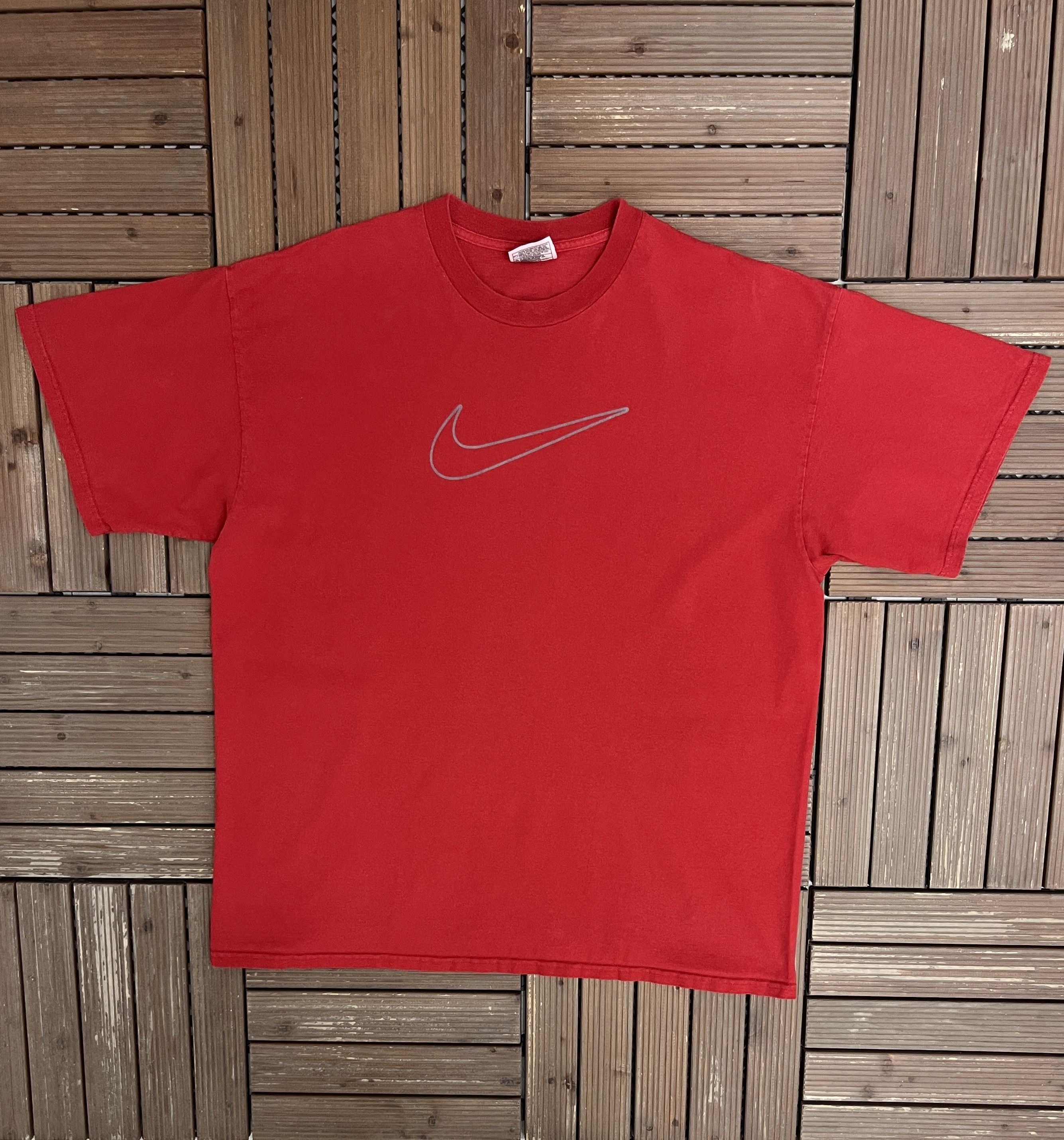 Nike × Vintage Nike Swoosh Vintage Red T-Shirt Tee Size US XL / EU 56 / 4 - 1 Thumbnail