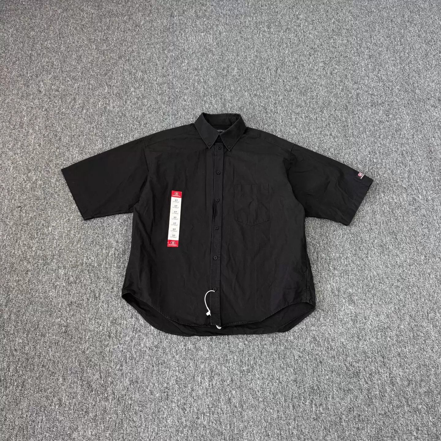 Balenciaga Balenciaga Black SS25 Logo Patch Short Slv Shirt 37 Size US XS / EU 42 / 0 - 1 Thumbnail
