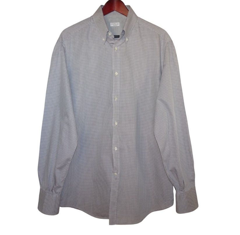 Brunello Cucinelli BRUNELLO CUCINELLI GINGHAM PLAID COTTON SHIRT Size US XXL / EU 58 / 5 - 1 Thumbnail