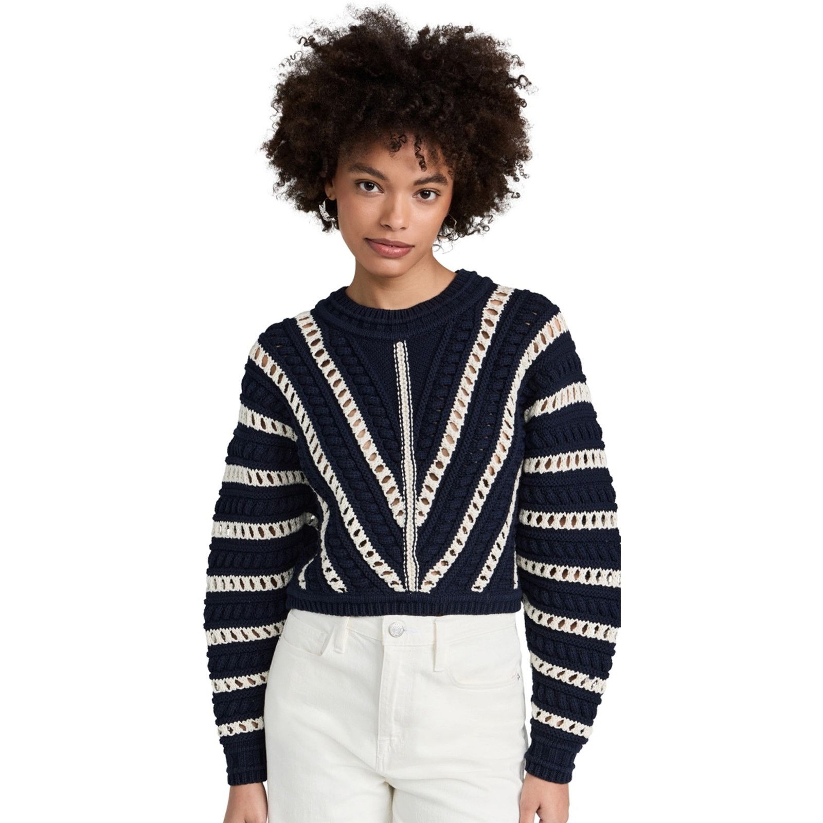 ba&sh Ba&Sh Gardy Crochet Crewneck Pullover Sweater In Marine Size S / US 4 / IT 40 - 1 Thumbnail
