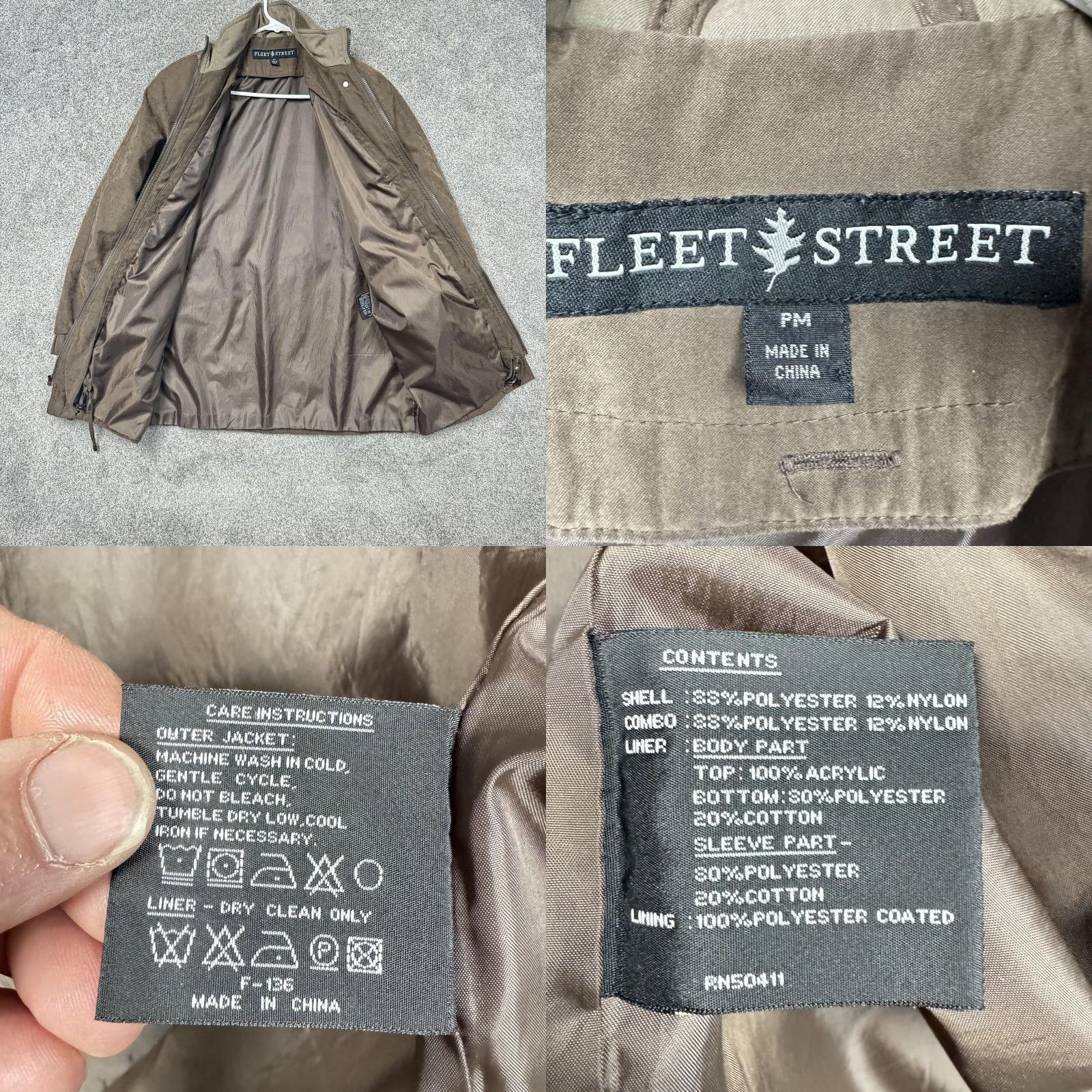 Vintage Fleet Street Coat Womens PM Brown Microfiber Rain Jacket Full Zip Lined Pockets Size M / US 6-8 / IT 42-44 - 8 Thumbnail