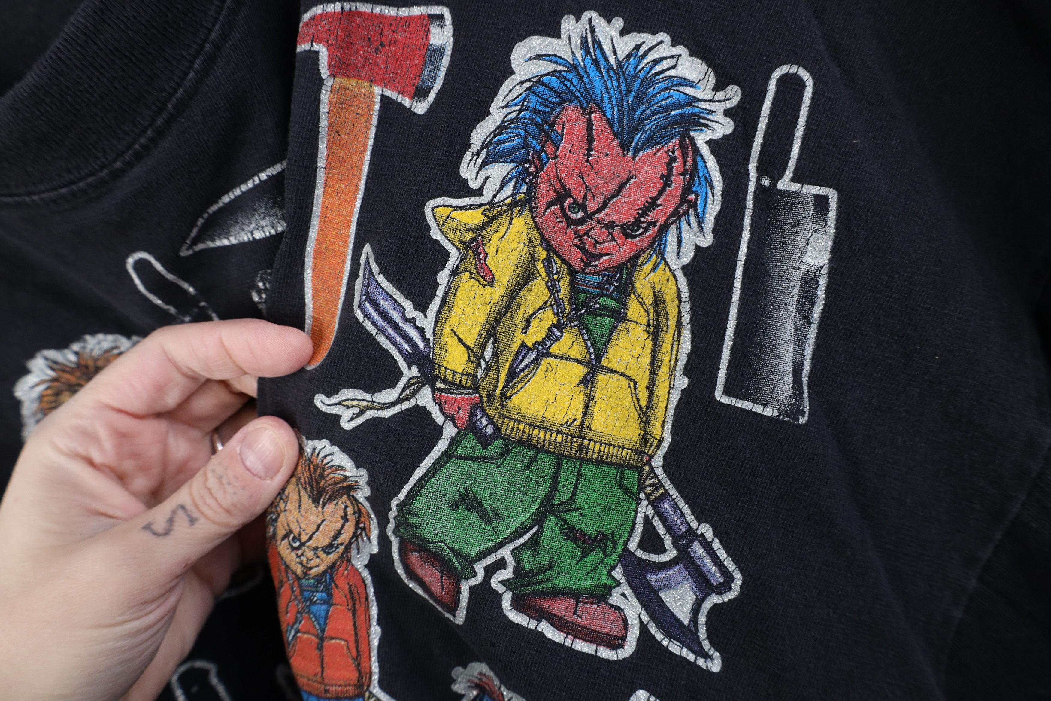 Vintage Vintage 90s Y2K Chucky Doll Short Sleeve T-Shirt Black Size US XXL / EU 58 / 5 - 7 Thumbnail
