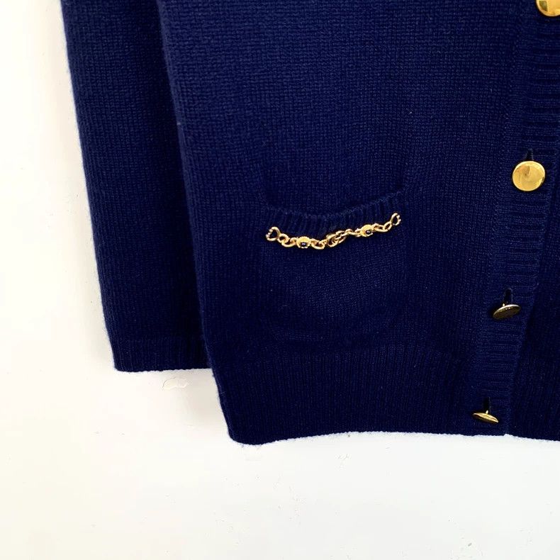 Gucci Gucci Dark blue chain cashmere V-neck single-breasted long- Size US S / EU 44-46 / 1 - 4 Thumbnail