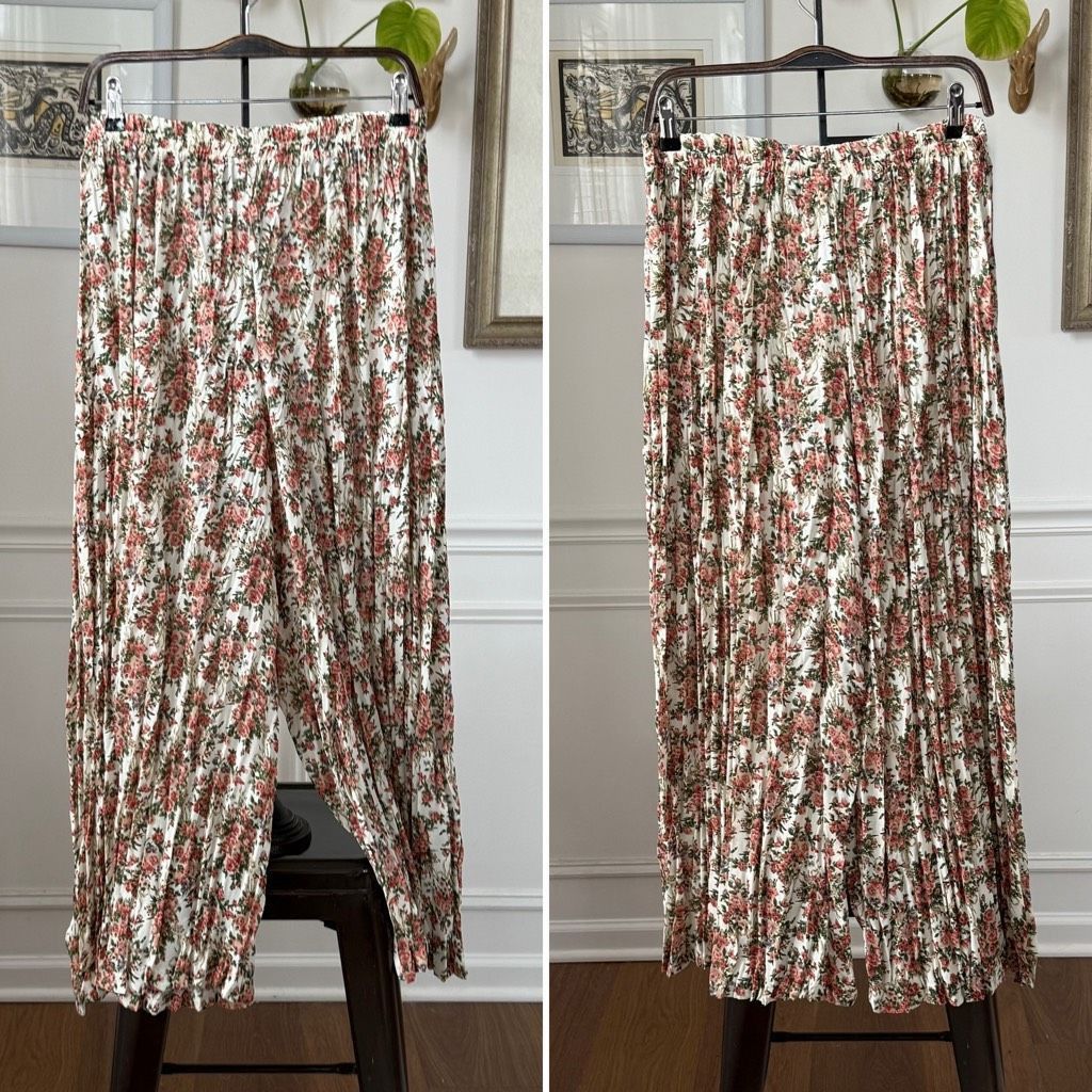 Vintage Vintage 90s M.J. Carroll Broomstick Palazzo Pants Floral Chi Size 26" / US 2 / IT 38 - 1 Thumbnail