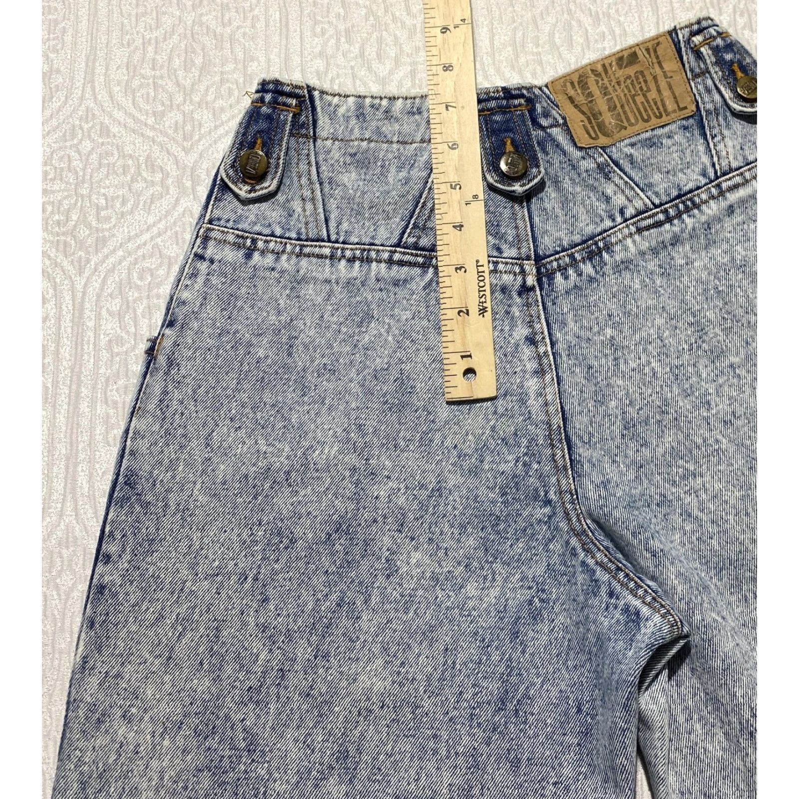 Vintage VINTAGE Squeeze Jeans Juniors 5 Blue Acid Wash High Waist Tapered Leg 90s Womens/Teens Size 27" / US 4 / IT 40 - 3 Thumbnail