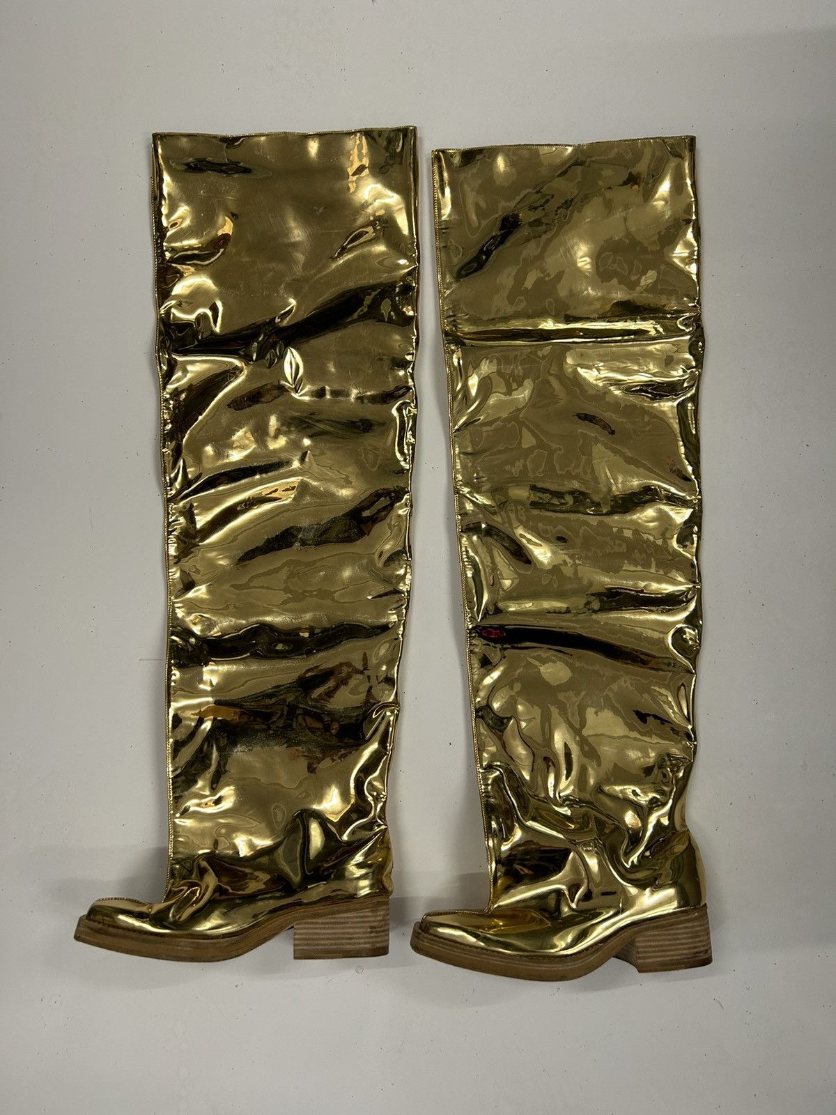 Y/Project GOLD THIGH HIGH BOOTS Size US 8 / IT 38 - 1 Thumbnail