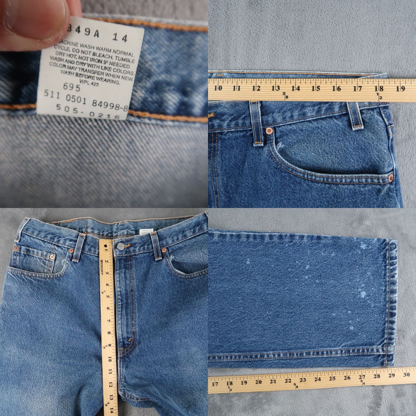 Levi's VINTAGE Levi's 505 Jeans Mens Denim 38x30 Regular Straight Blue 90s USA Mens Size US 38 / EU 54 - 8 Thumbnail