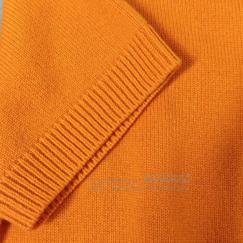 Hermes Hermes Orange Cashmere Knit Jacquard Short Sleeve Size XS / US 0-2 / IT 36-38 - 7 Thumbnail