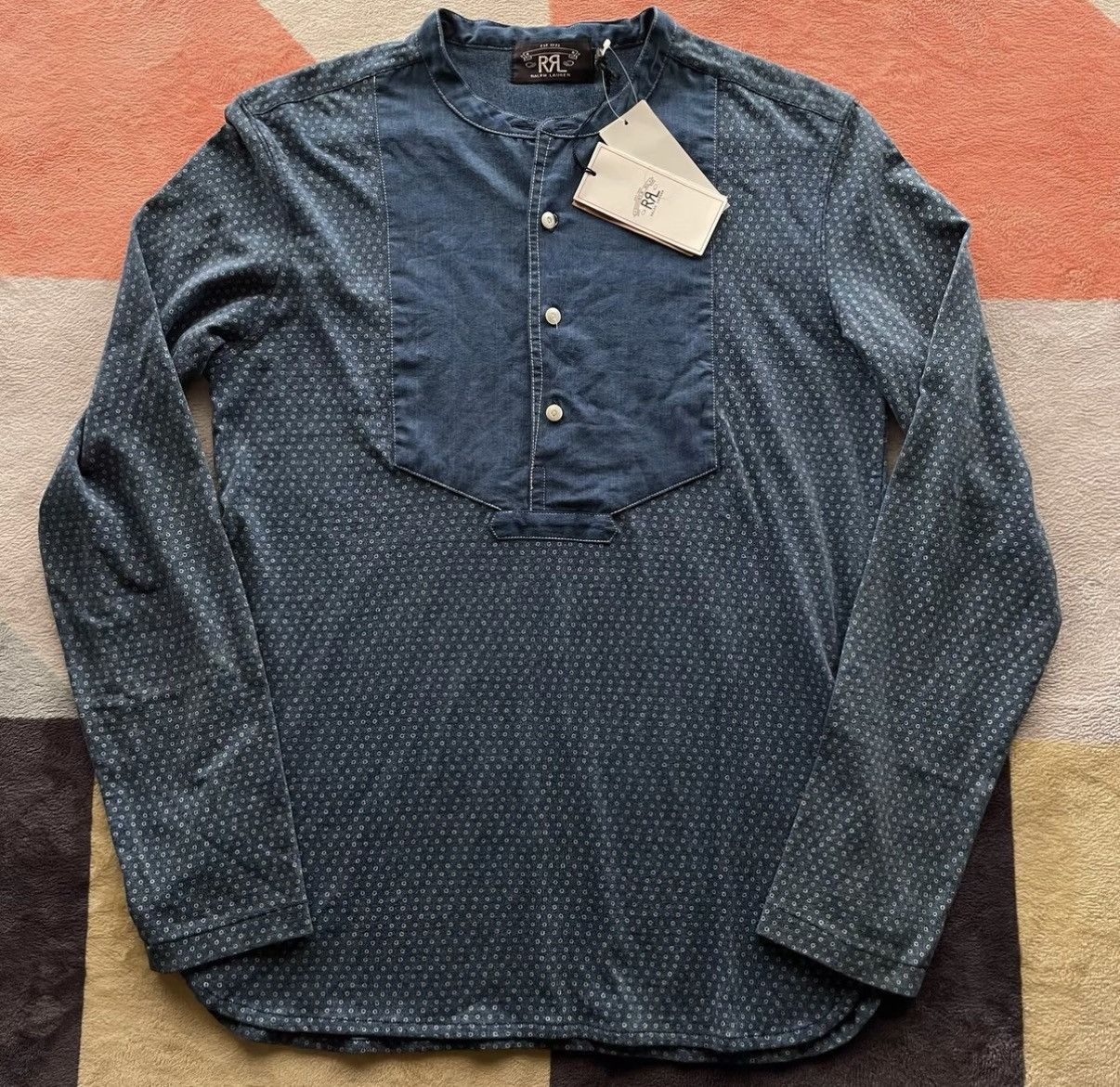 RRL Ralph Lauren RRL Ralph Lauren Double RL Indigo Dot Henley K22 Size US S / EU 44-46 / 1 - 1 Thumbnail
