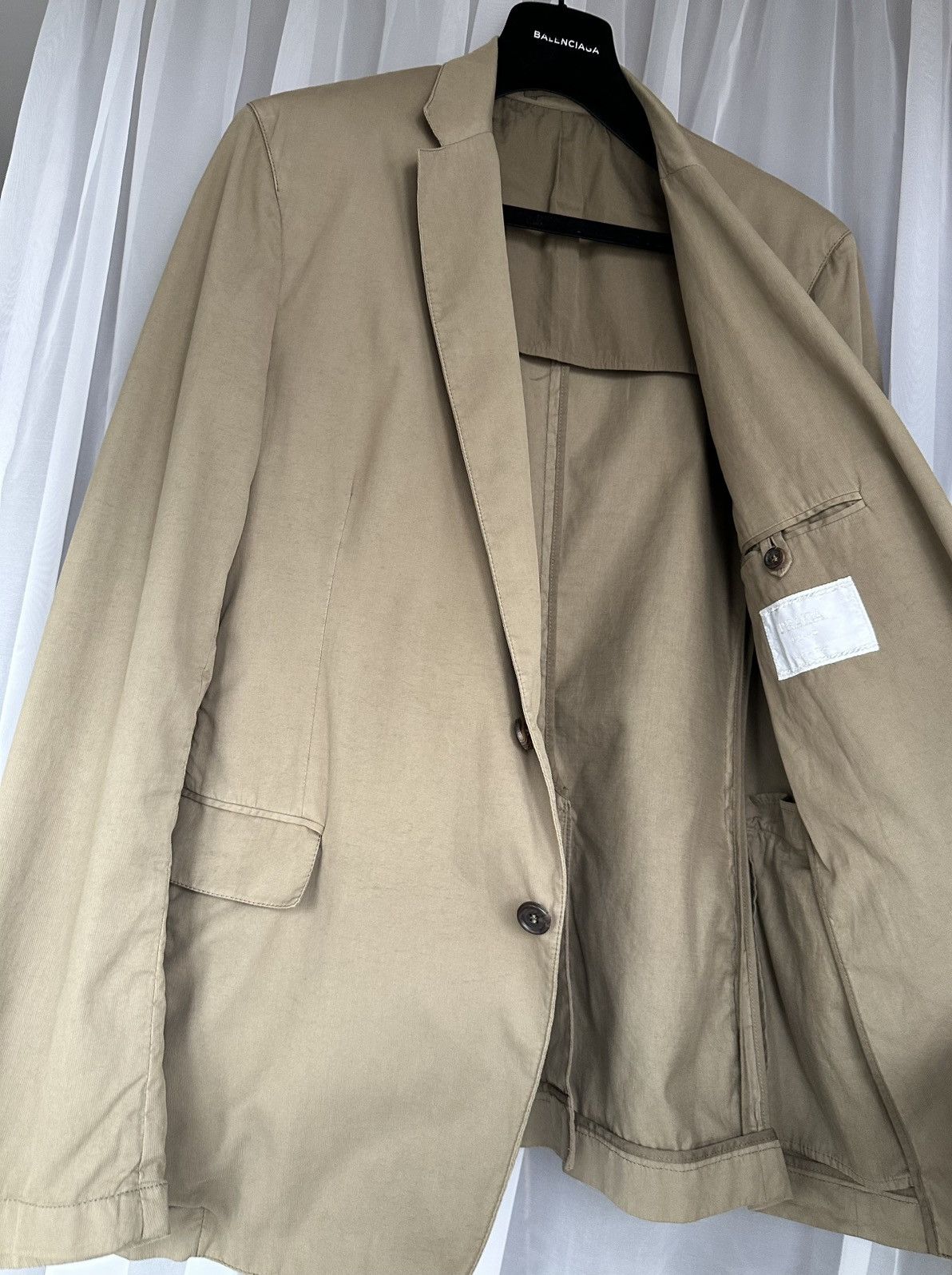 Prada PRADA FW 2006 Cotton Padded Shoulders Jacket Beige vintage Size US M / EU 48-50 / 2 - 1 Thumbnail