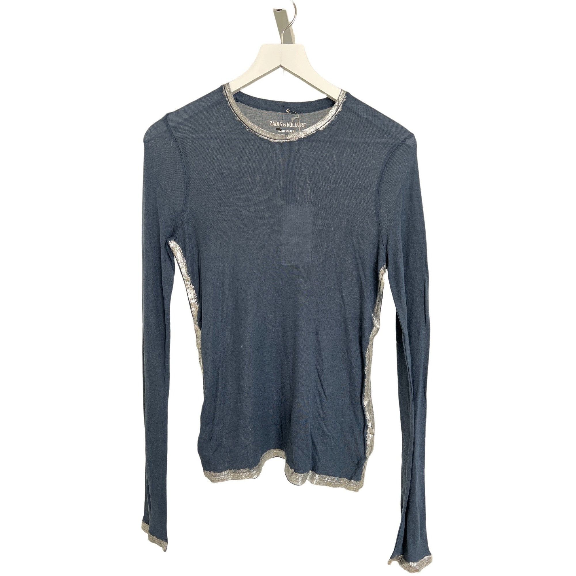Zadig & Voltaire Zadig & Voltaire Navy Long Sleeve Sheer Crew Neck Top Size XS / US 0-2 / IT 36-38 - 2 Thumbnail