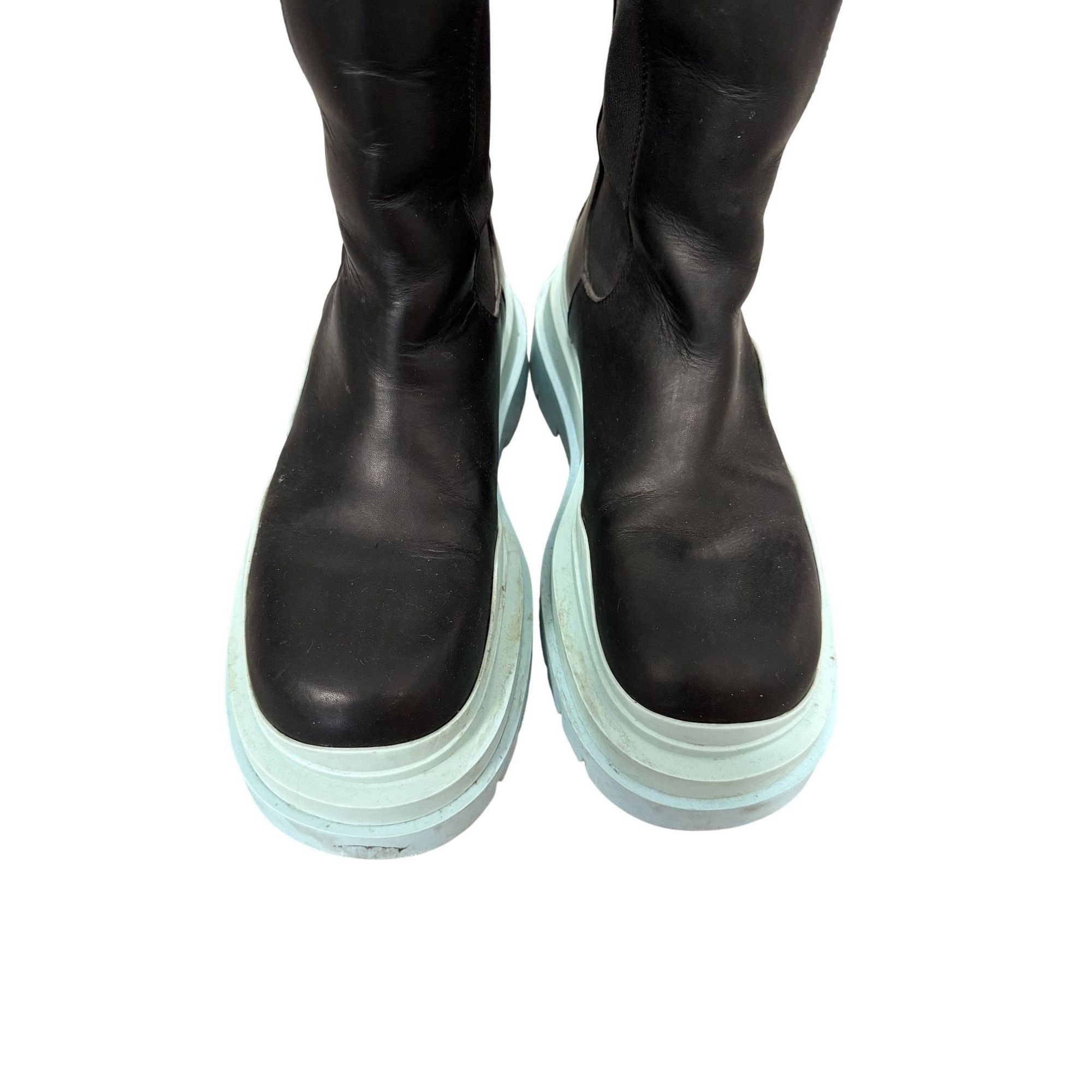 Bottega Veneta Bottega Veneta Womens Platform Leather Boots Black W/ Light Size US 7 / IT 37 - 12 Thumbnail