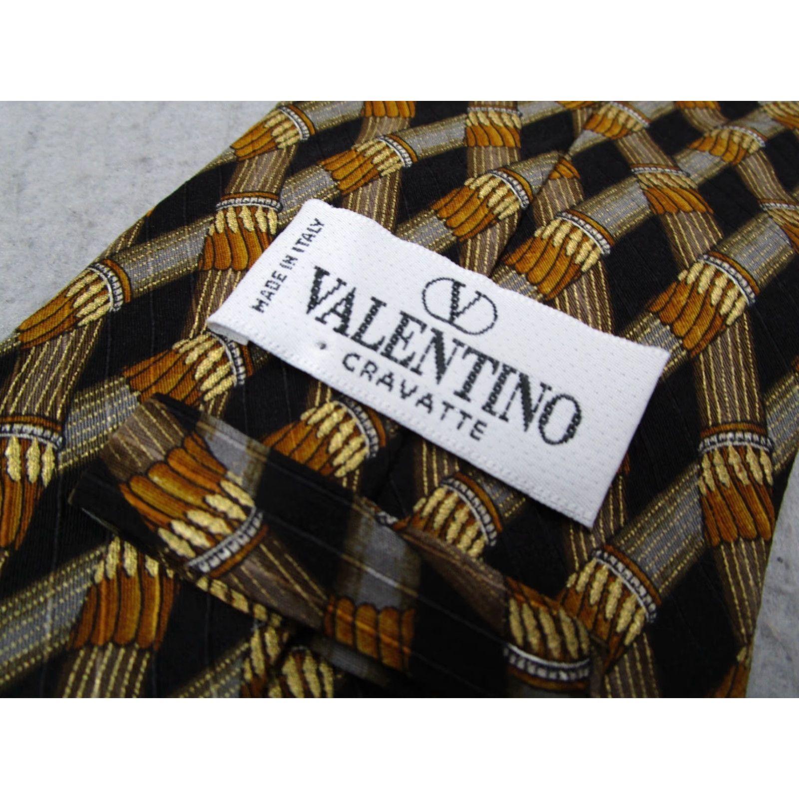 Valentino Valentino Tie Mens Brown Silk Abstract Cravatte Made in Italy Size ONE SIZE - 3 Thumbnail