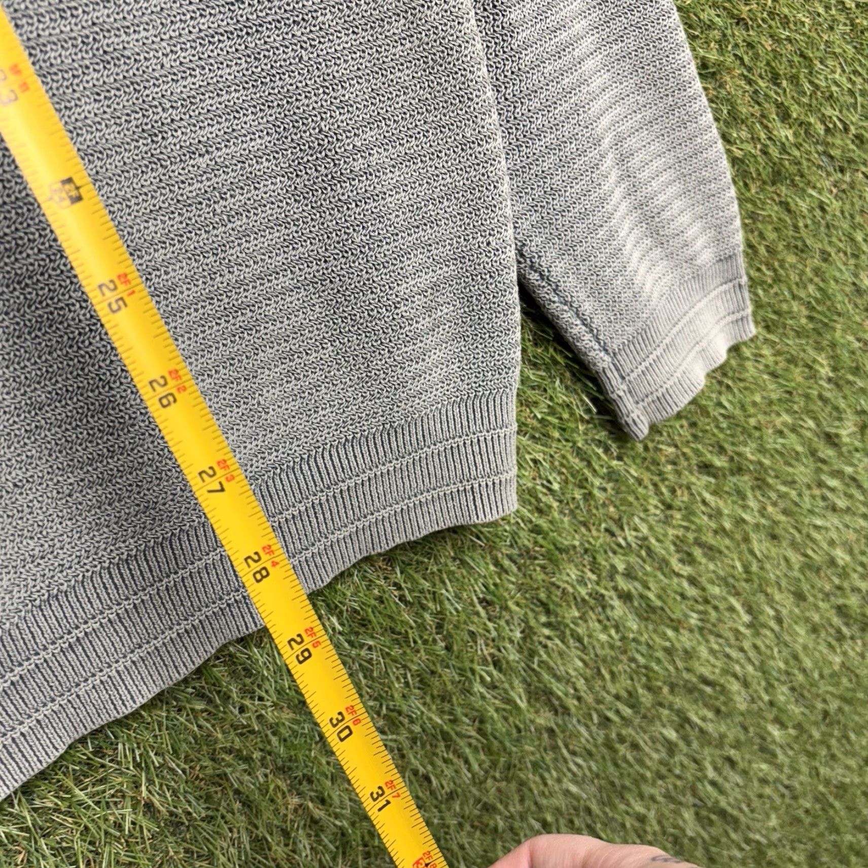 Carbon Carbon Sweater Mens Large Waffle Knit Heavyweight Thermal V Neck Preppy Green Size US L / EU 52-54 / 3 - 5 Thumbnail