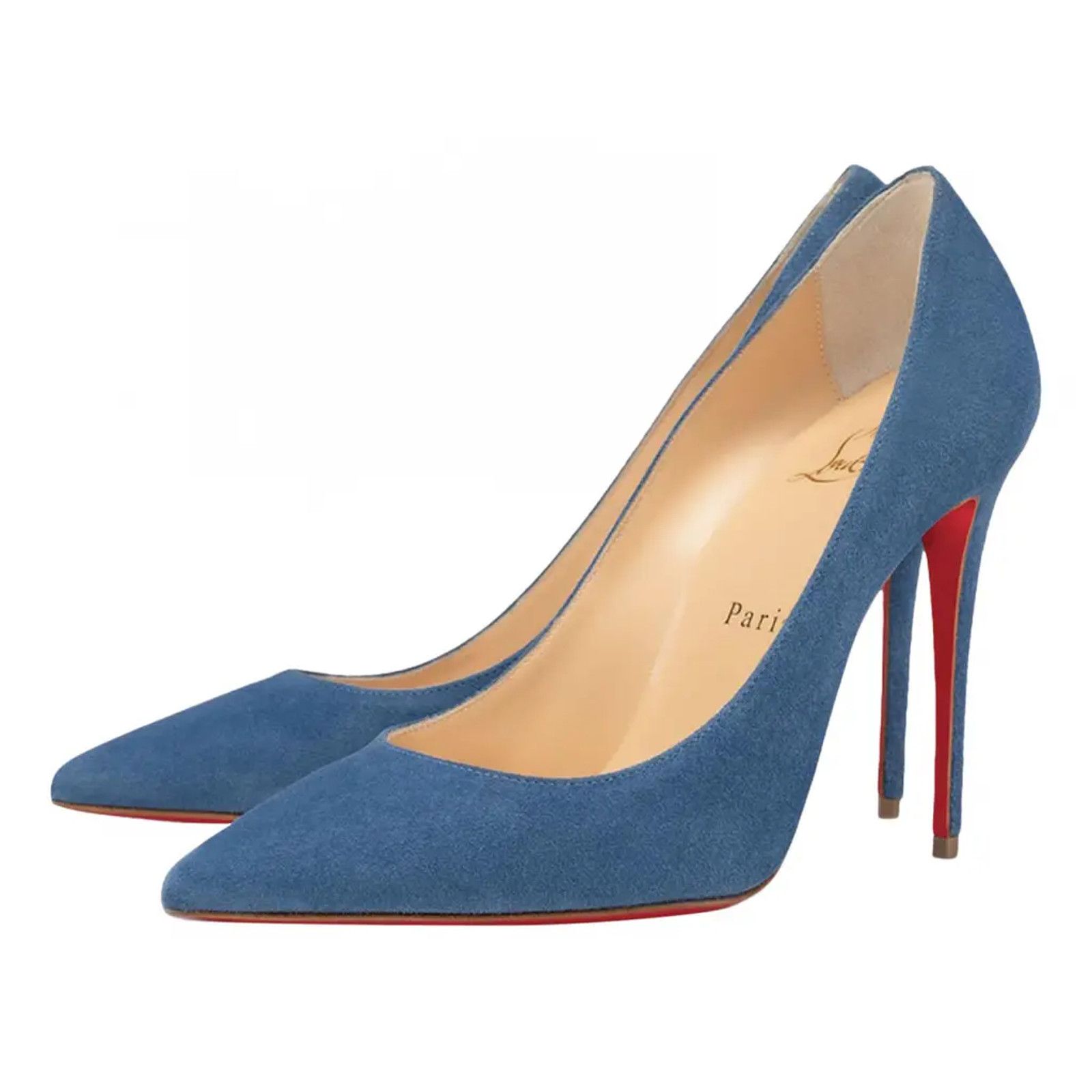 Christian Louboutin Kate 100 LAC Blue Suede Pointed Toe Classic Heel Pump 38.5 Size US 8.5 / IT 38.5 - 1 Thumbnail