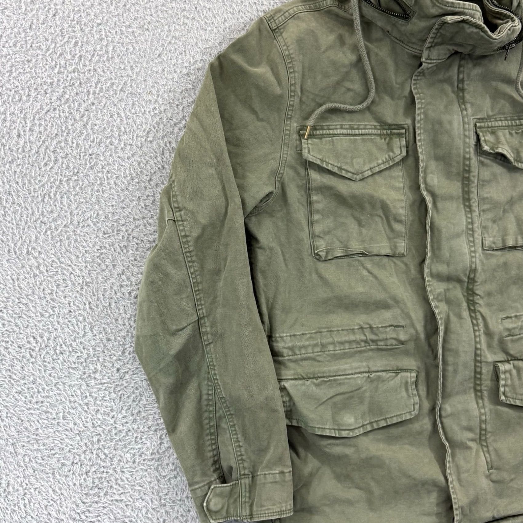 Old Navy VINTAGE Old Navy Jacket Womens Medium Green Zip Snap Hooded Military Y2K Size M / US 6-8 / IT 42-44 - 4 Thumbnail