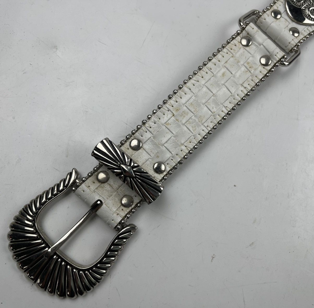 Japanese Brand rare design studded belt tc39 Size 34 - 4 Thumbnail