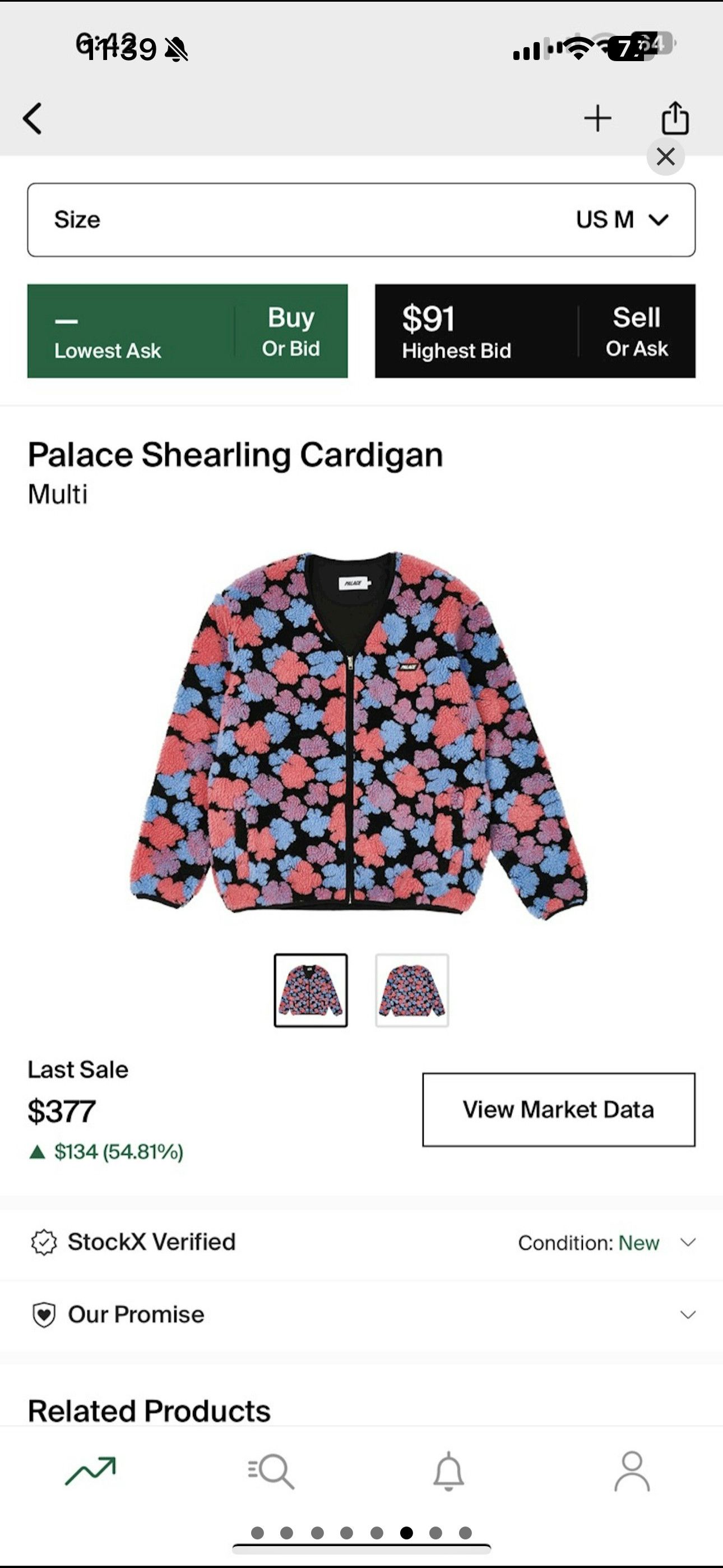 Palace Palace Skateboards Shearling Cardigan Size US M / EU 48-50 / 2 - 8 Thumbnail