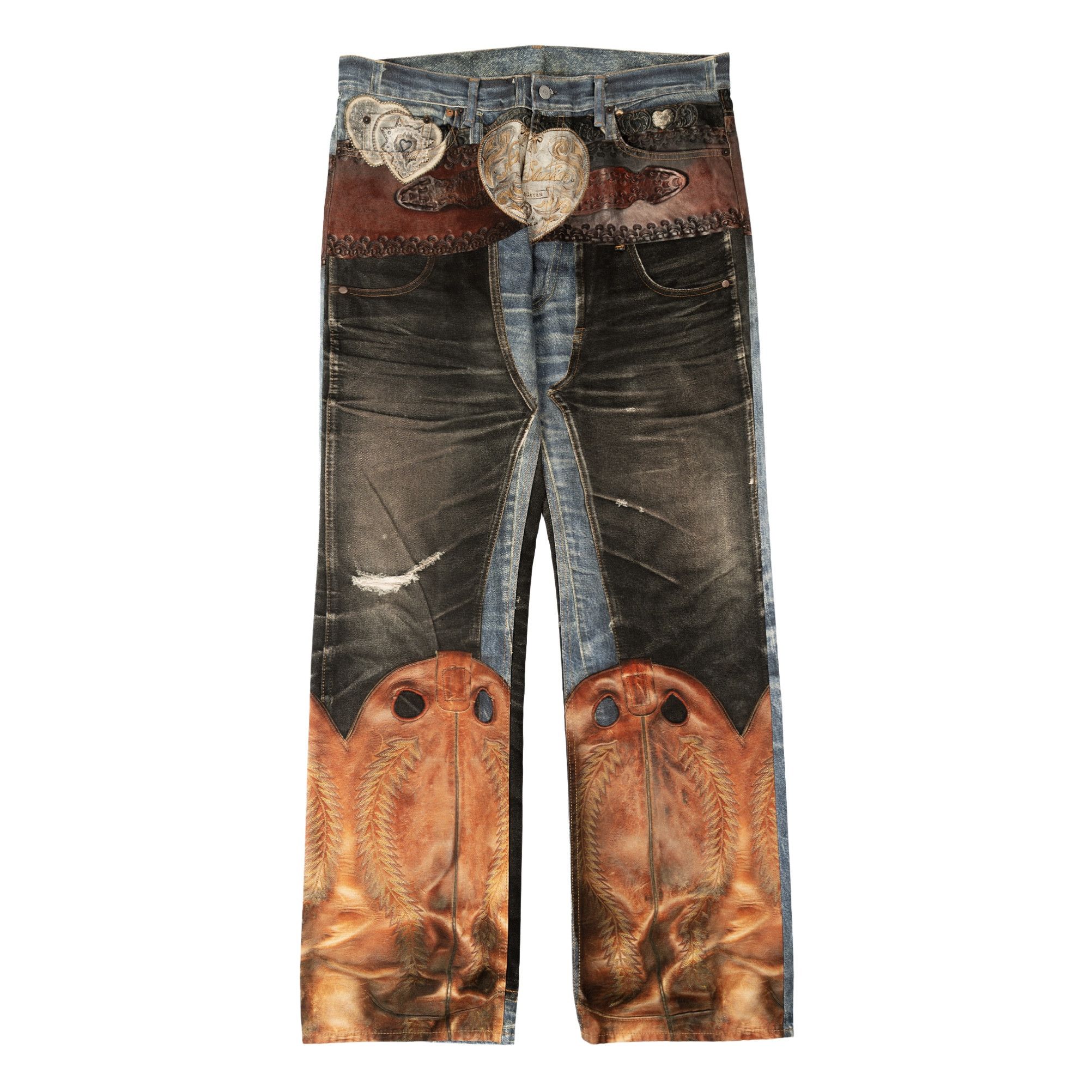 Acne Studios Tromp L'oeil Cowboy Printed Jeans Indigo Multi Size US 44 / EU 60 - 1 Thumbnail