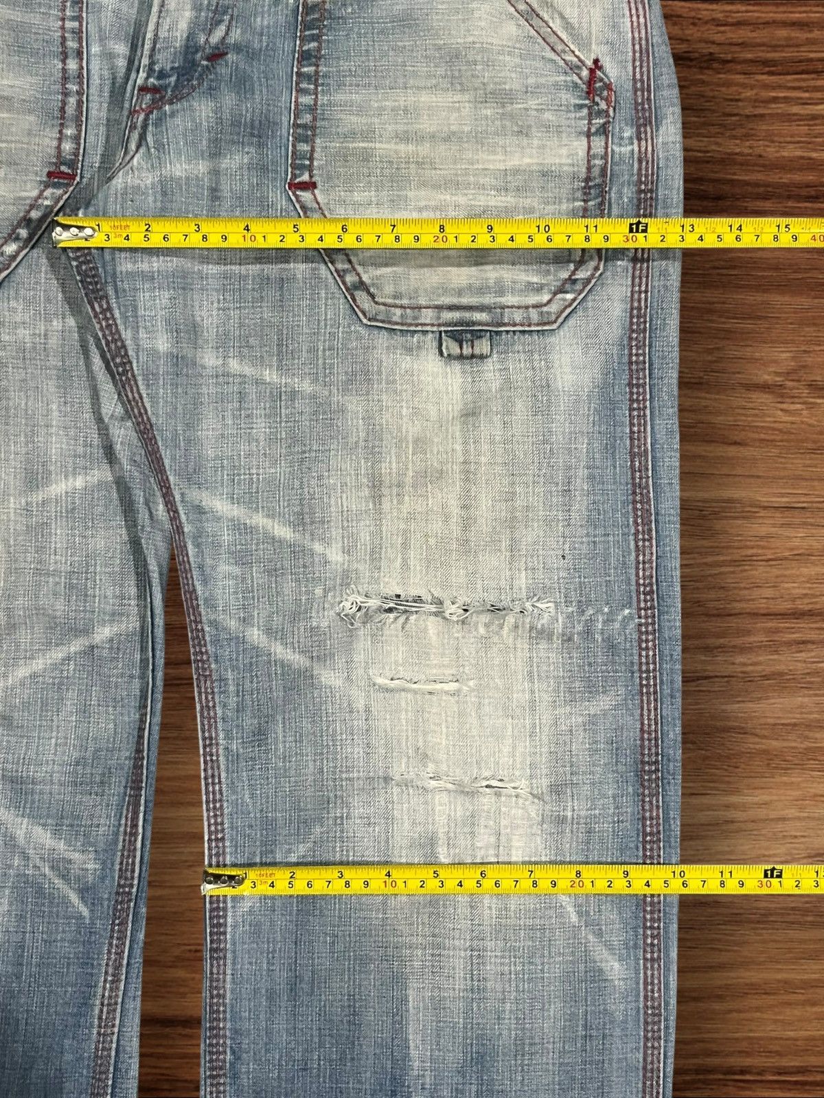 45rpm × Edwin × Japanese Brand Vintage Edwin Blue Trip 503 Red Thread Distressed Blue Jeans Size US 32 / EU 48 - 16 Thumbnail