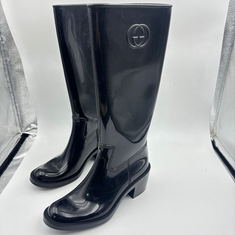Gucci Gucci Black High-Top Rain Boots 0079 Size US 6.5 / EU 39-40 - 1 Thumbnail