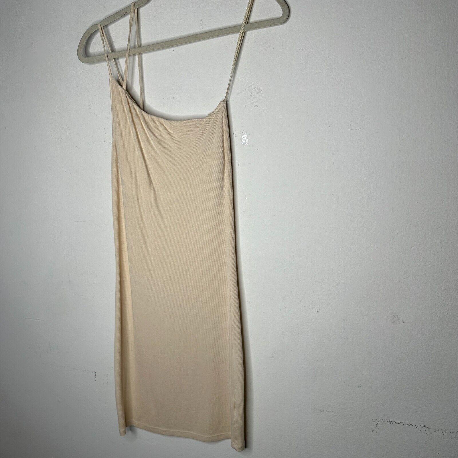 Enza Costa Enza Costa Cream One Shoulder Spaghetti Strap Bodycon Mini M Size M / US 6-8 / IT 42-44 - 2 Thumbnail