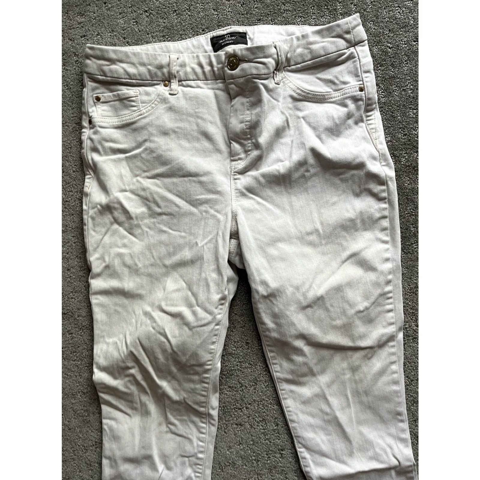 Vintage Chico's Jeans Women White Denim Light Wash Slimming Mid Rise Skinny Casual 90s Womens Size 25" / US 0 / IT 36 - 2 Thumbnail
